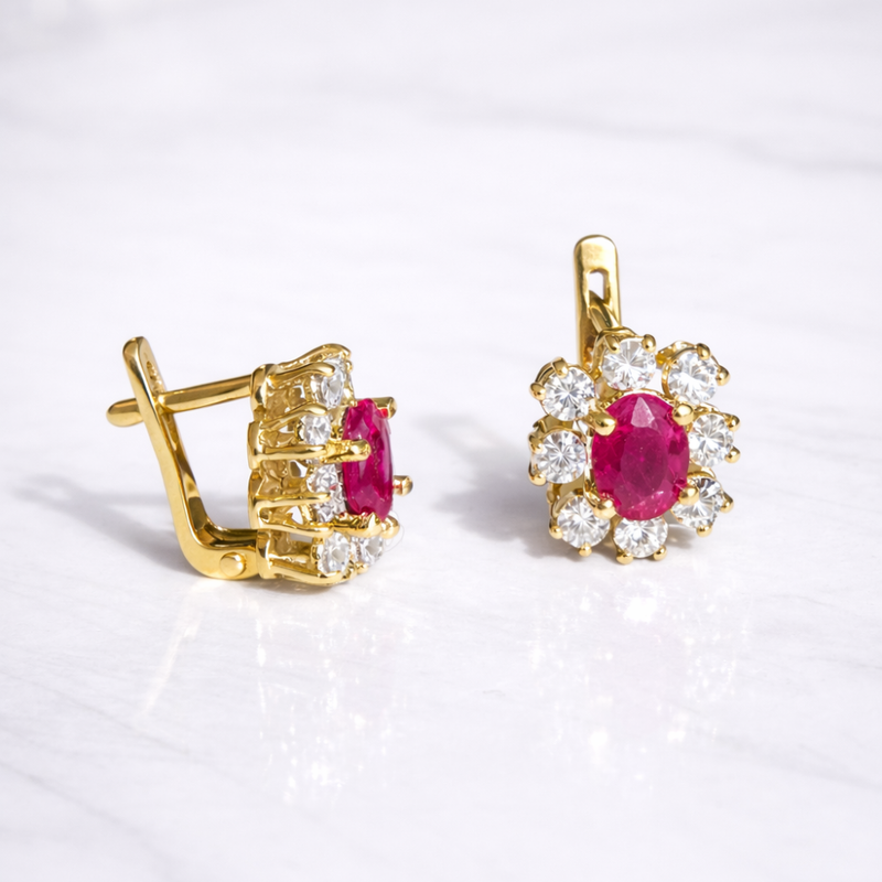 Diamond and Gem Stone Earrings