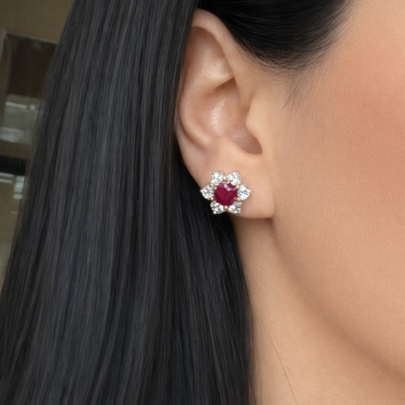 Diamond and Gem Stone Earrings
