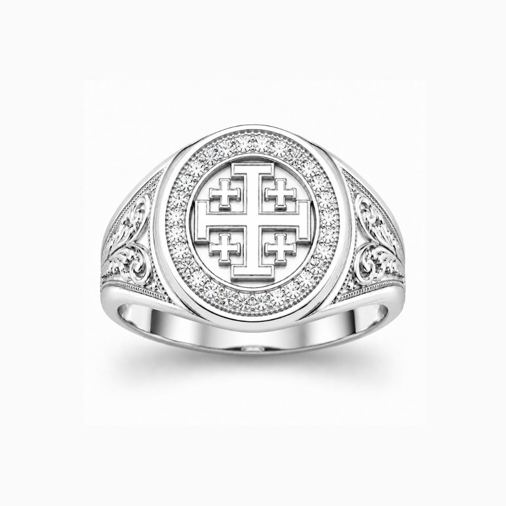 Diamond Jerusalem Cross Ring