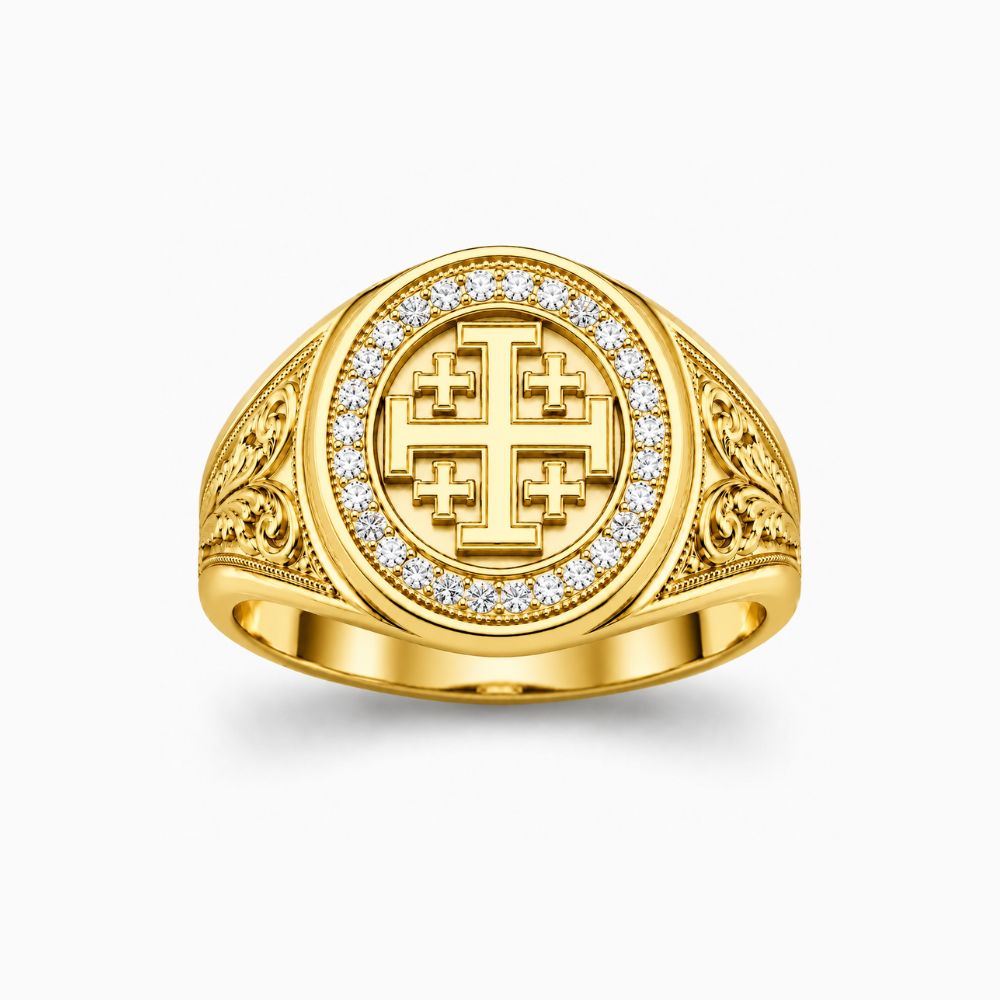 Diamond Jerusalem Cross Ring