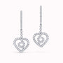 1.67Ct. Diamonds set in 14K White Gold "Heart" Designed Earrings