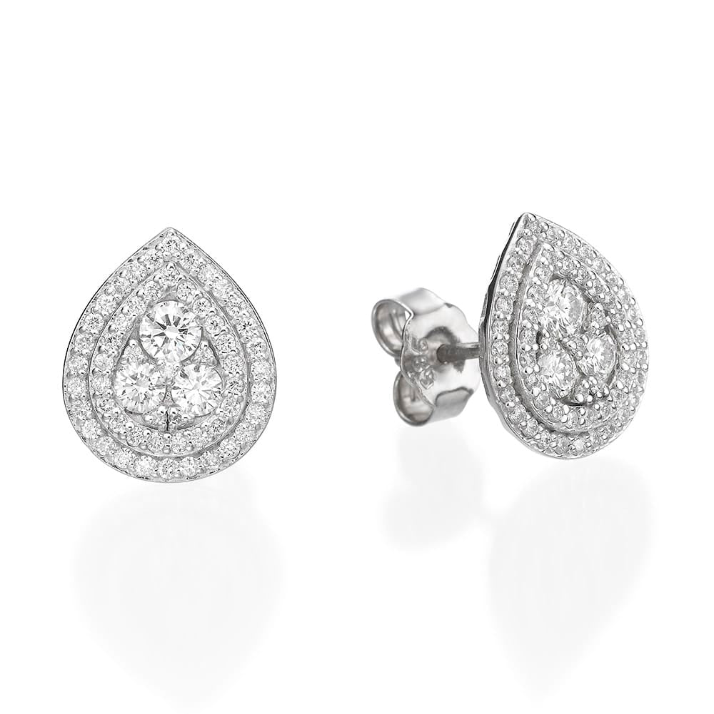 Pear-shaped Earrings set with 1.04 Ct. Total diamonds