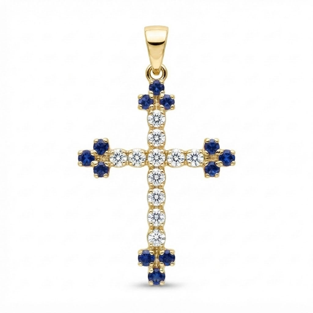Diamond and Sapphire Cross Pendant