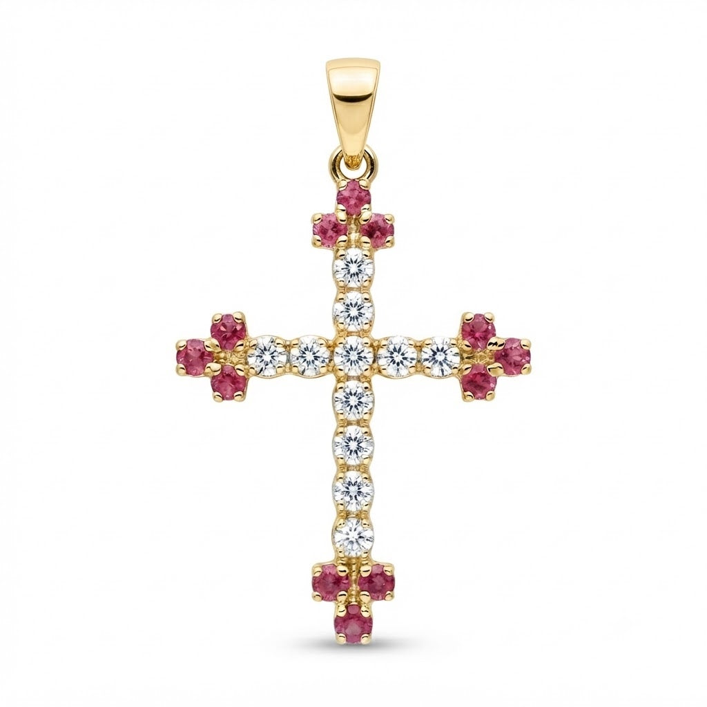 Diamond and Ruby Cross Pendant