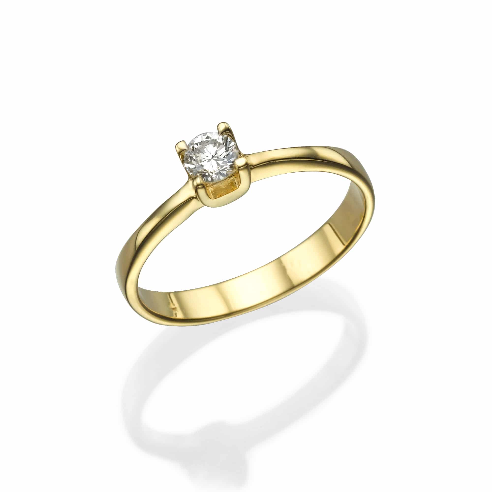 A 14K gold Ring, set with a 0.25 Ct. center round cut