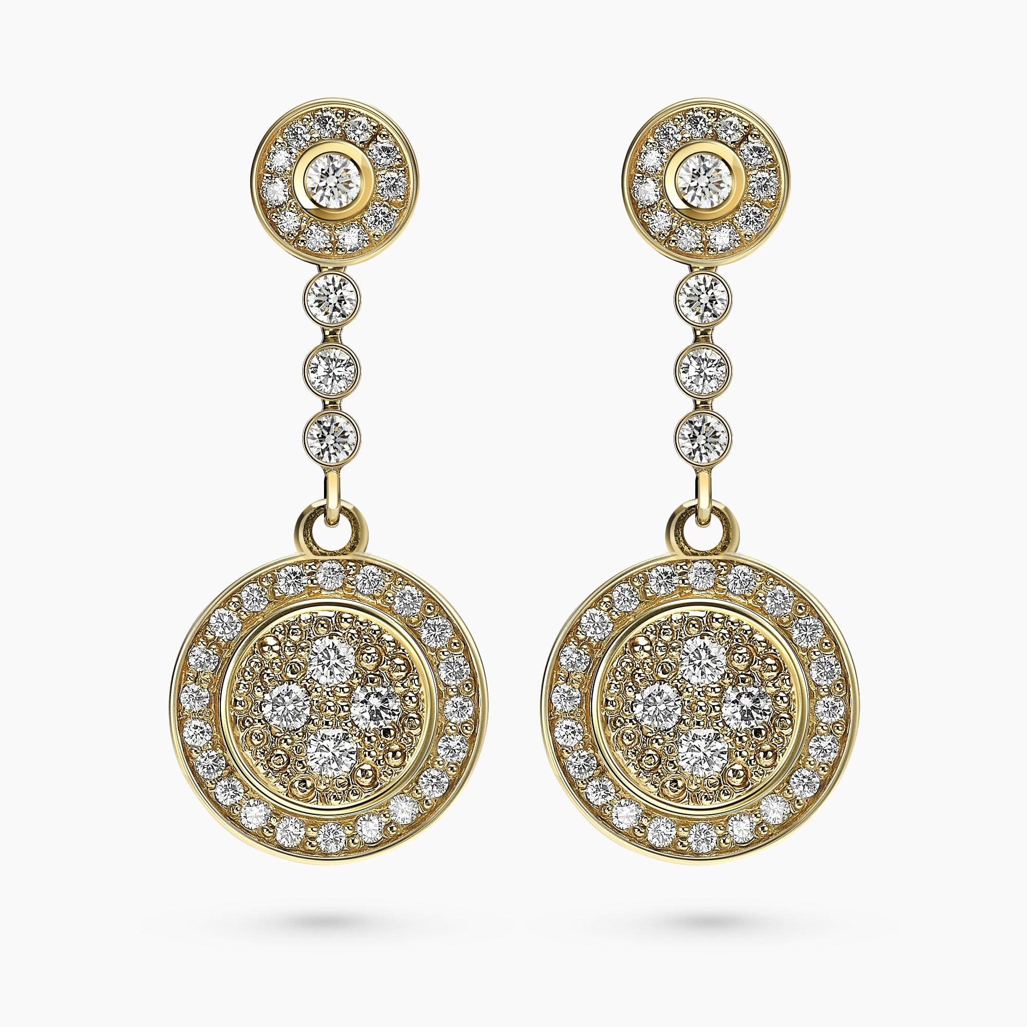 2.02Ct. Diamonds mounted in 14K Yellow Gold Earrings