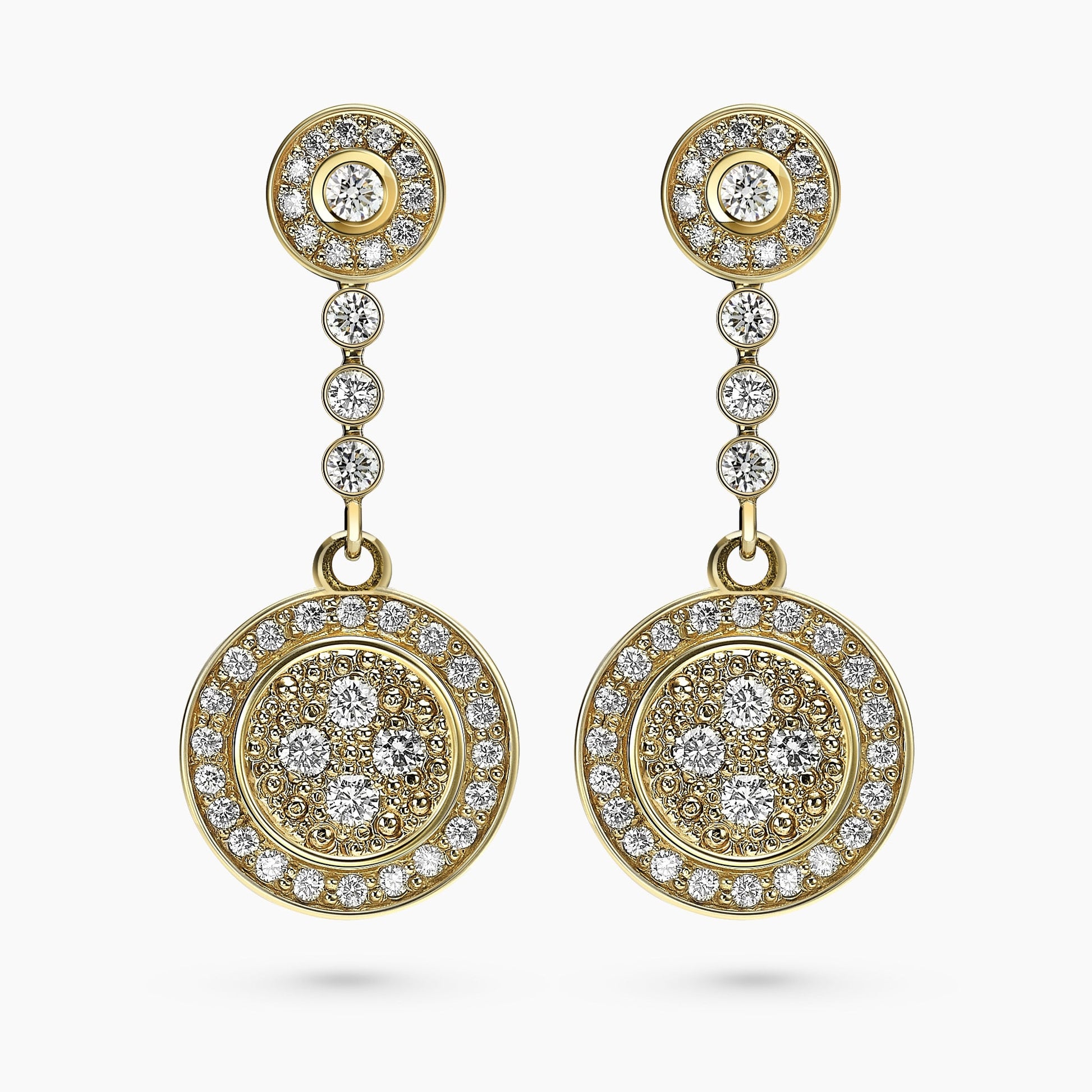 2.02Ct. Diamonds mounted in 14K Yellow Gold Earrings