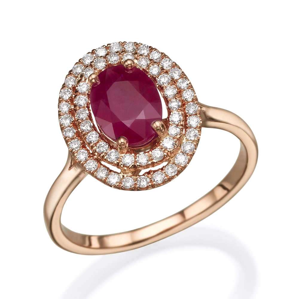 1.45Ct. Oval Cut Ruby Gem stone set with 0.32Ct. Diamonds