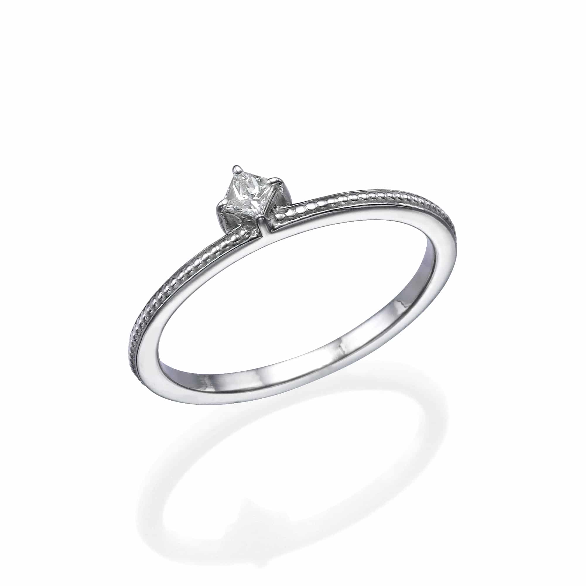 0.10Ct. Princess cut Diamond in 14K White Gold Ring