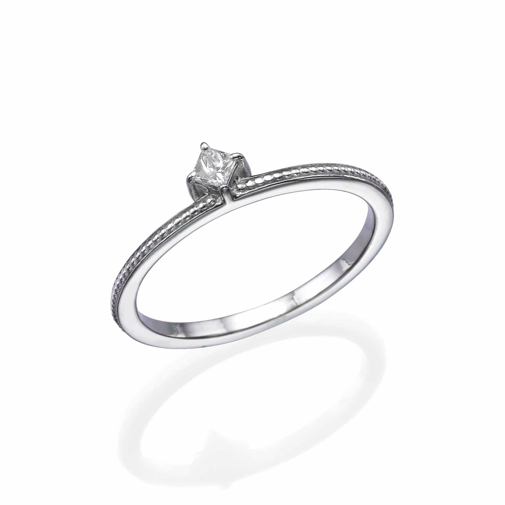 0.10Ct. Princess cut Diamond in 14K White Gold Ring