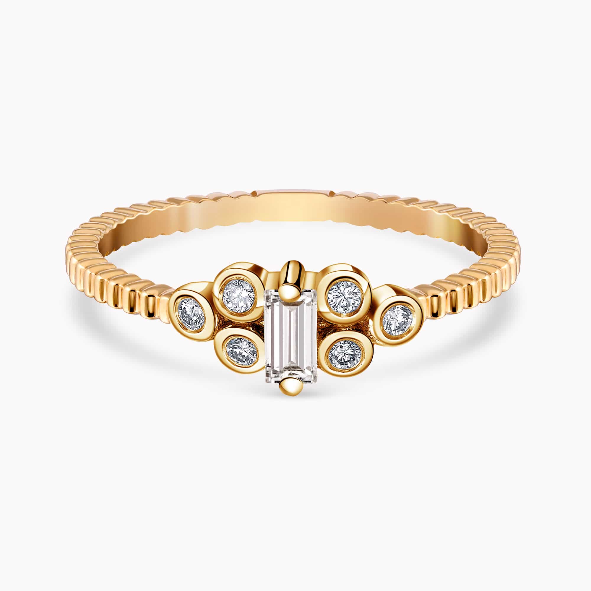 0.98Ct. Diamonds mounted in a 14K Yellow Gold Ring