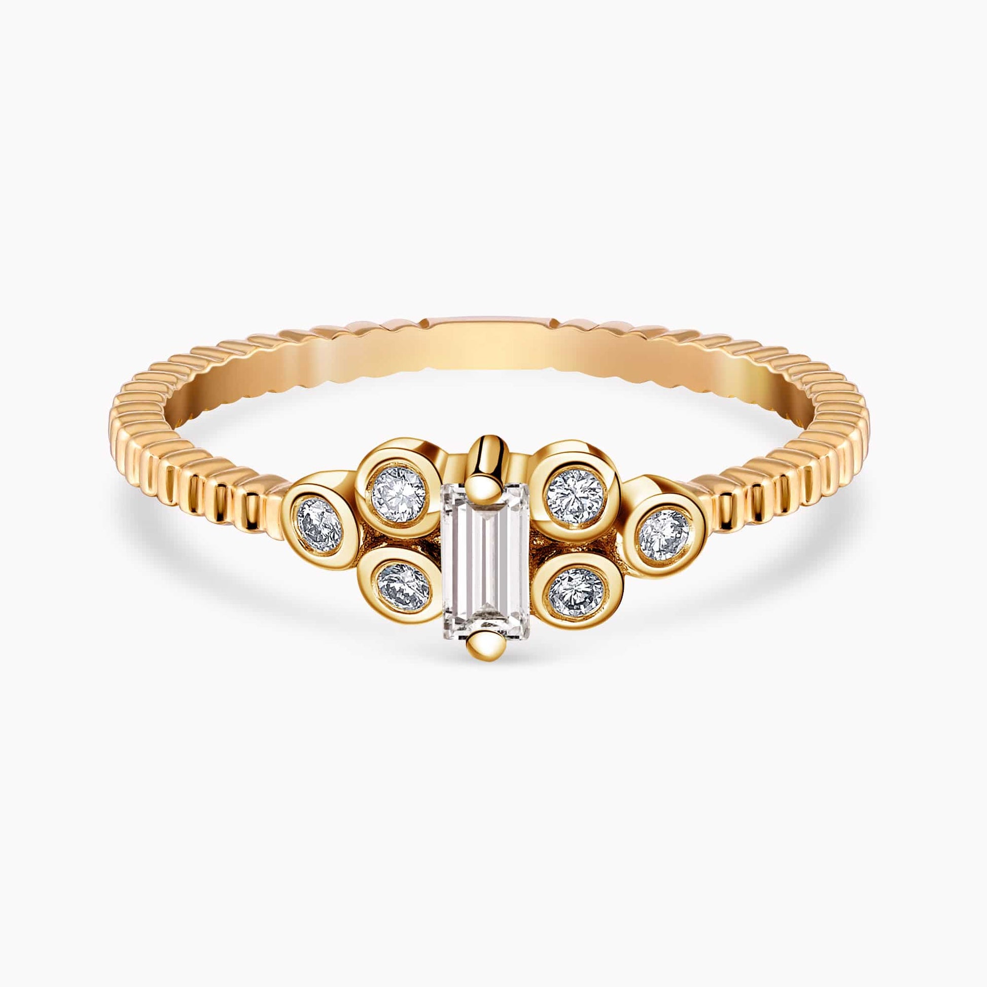 0.98Ct. Diamonds mounted in a 14K Yellow Gold Ring