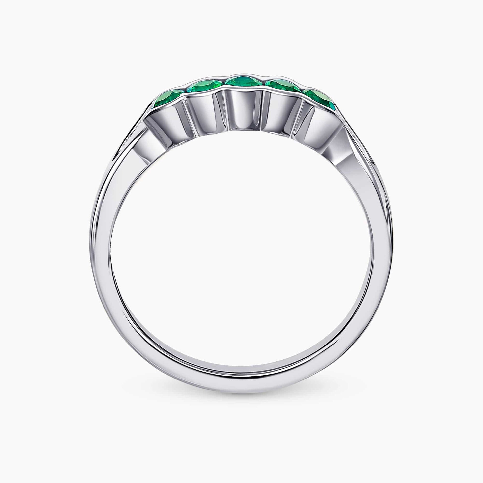 Delicate 14K White Gold Ring with 0.40Ct. Emerald Gemstones