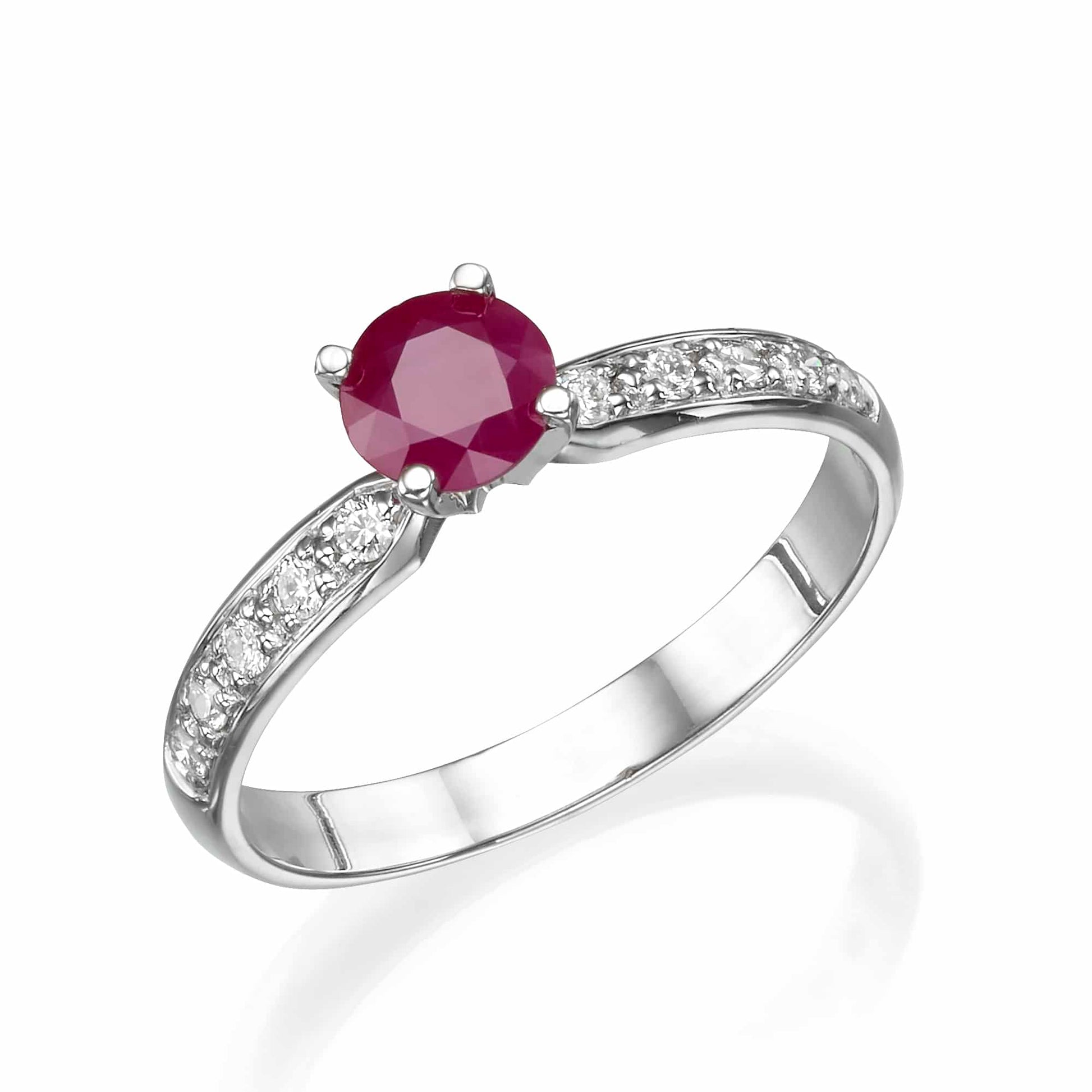 0.70Ct. Round Cut Ruby Gem stone with 10 Round Cut Diamonds