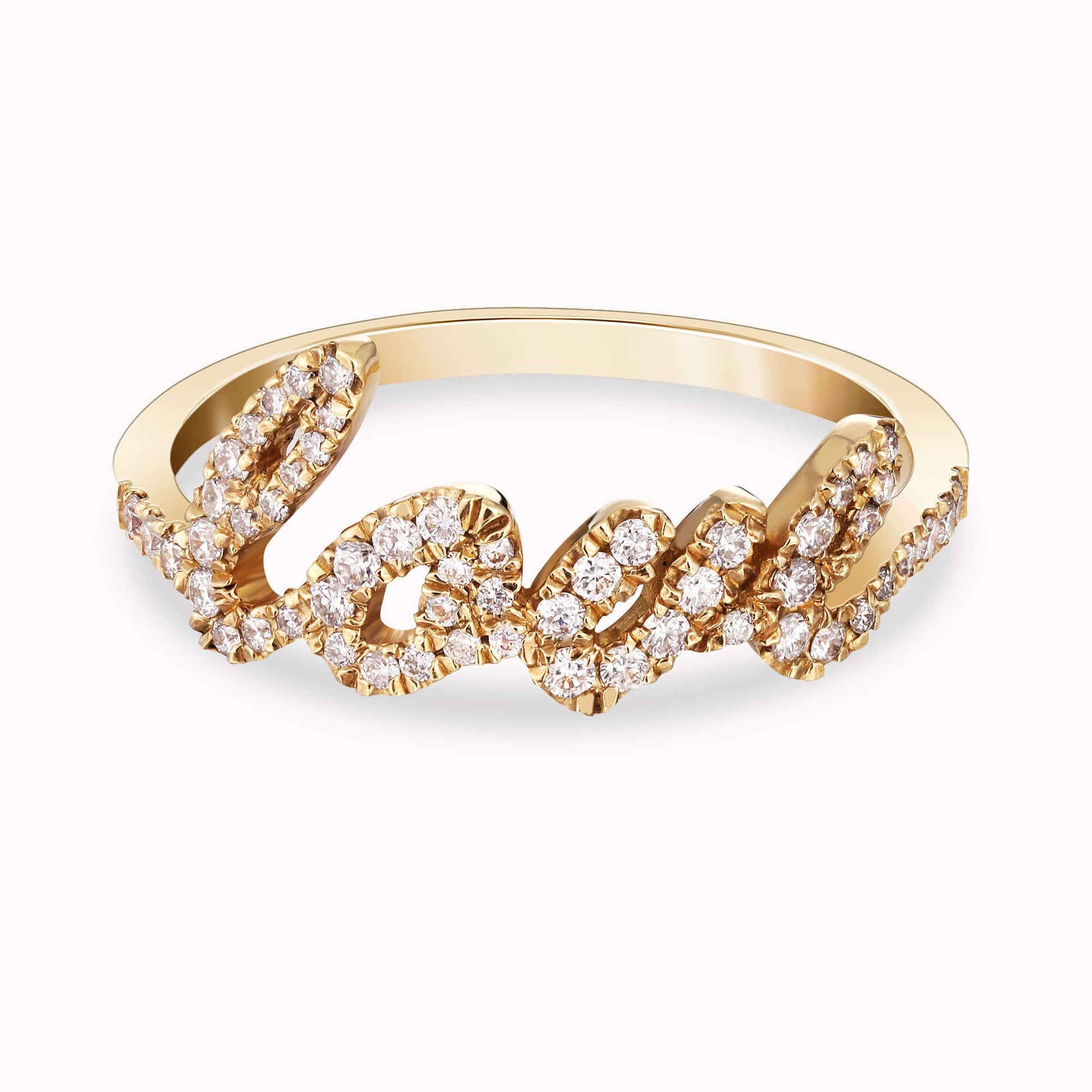 0.32Ct. Diamonds mounted in a 14K Yellow Gold Love designed Ring