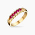 Delicate 14K Yellow Gold Ring with 0.43Ct. Ruby Gemstones