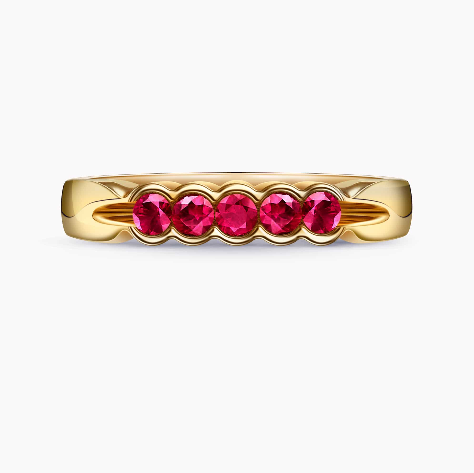 Delicate 14K Yellow Gold Ring with 0.43Ct. Ruby Gemstones