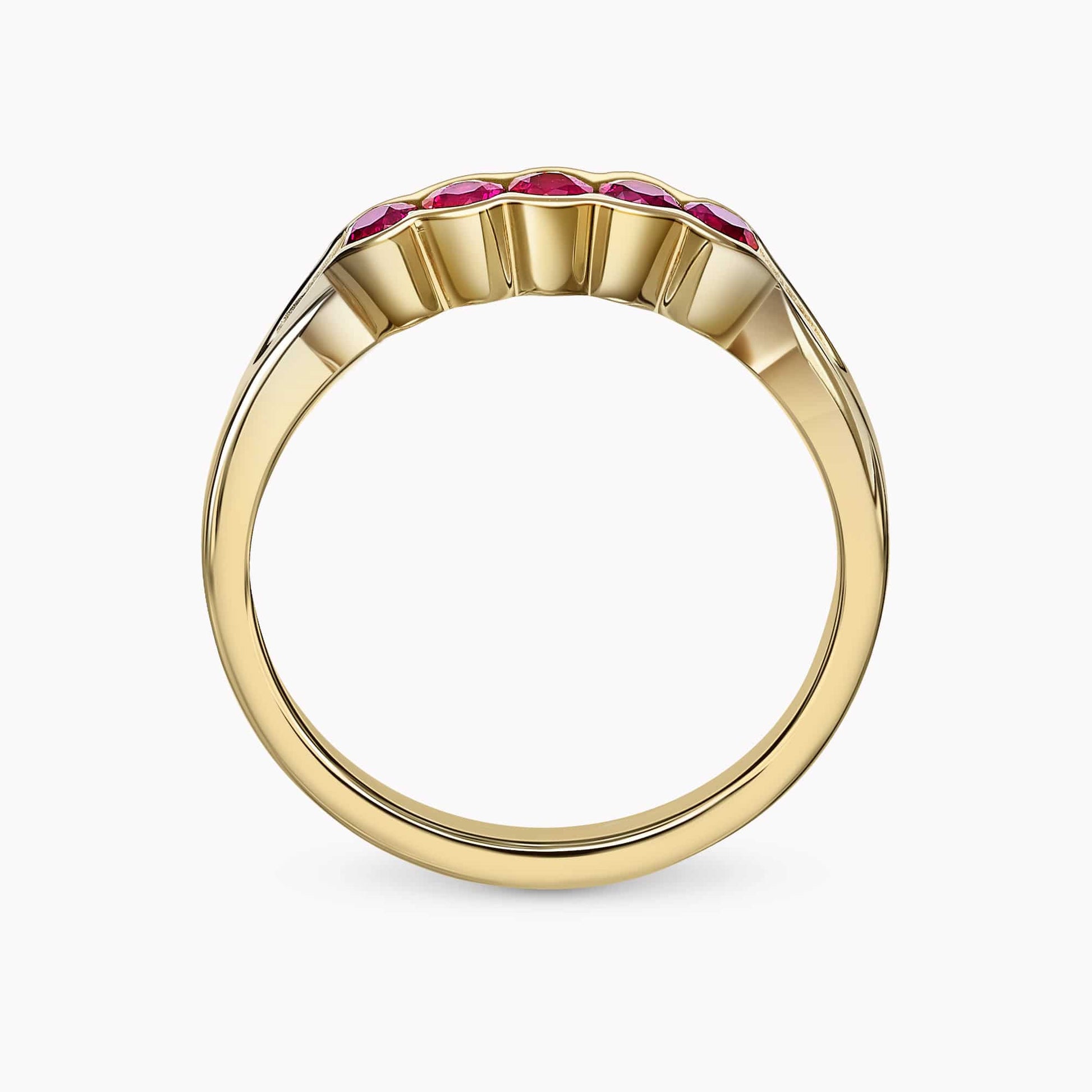 Delicate 14K Yellow Gold Ring with 0.43Ct. Ruby Gemstones