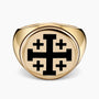 14K Yellow Gold Cross Ring with Enamel Coating