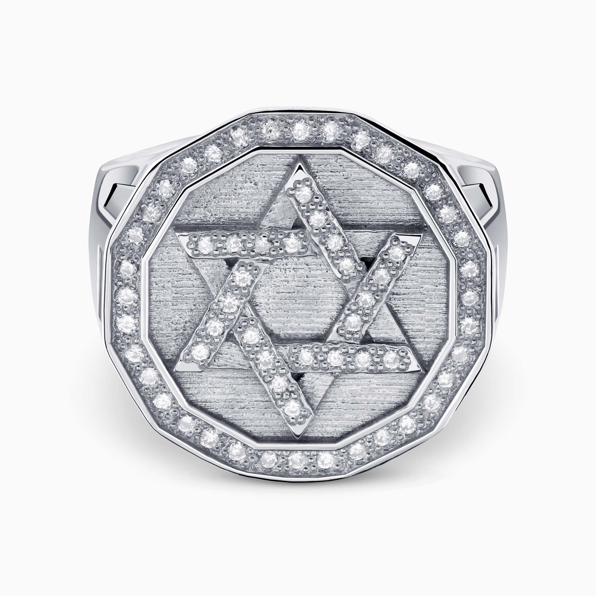 David Star Diamond Signet Ring for Men