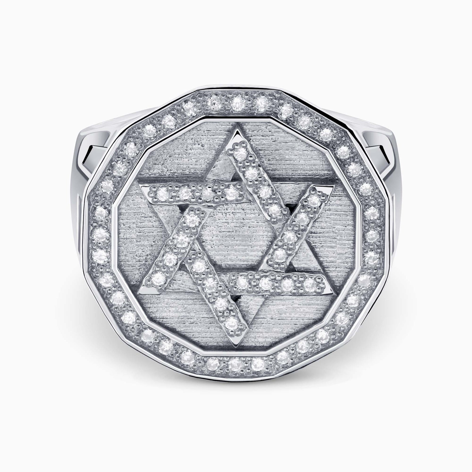 David Star Diamond Signet Ring for Men