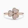 0.24Ct. Diamonds mounted in a 14K Rose Gold Clover designed Ring