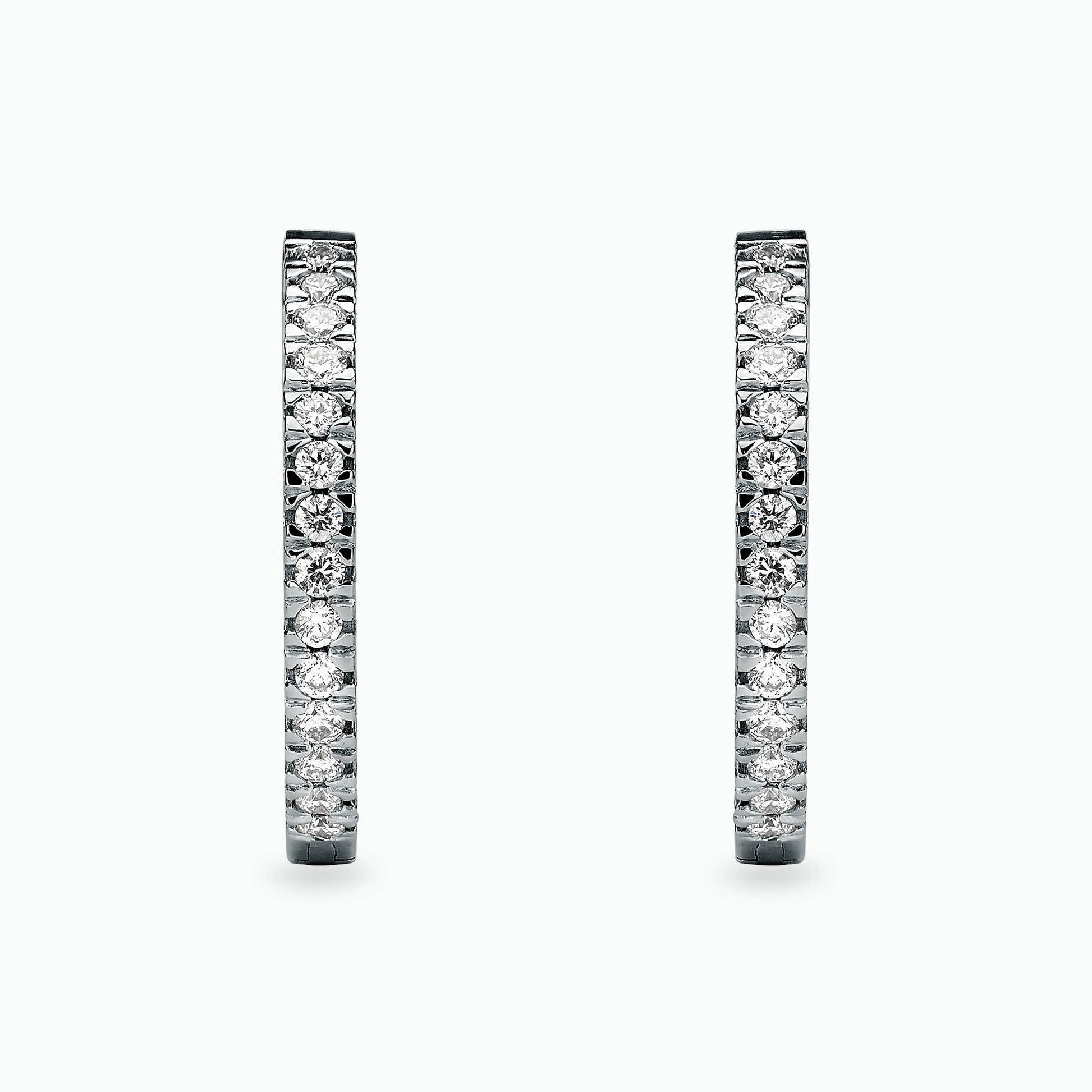 0.36Ct. Diamond Hoop Earrings mounted in 14K White Gold