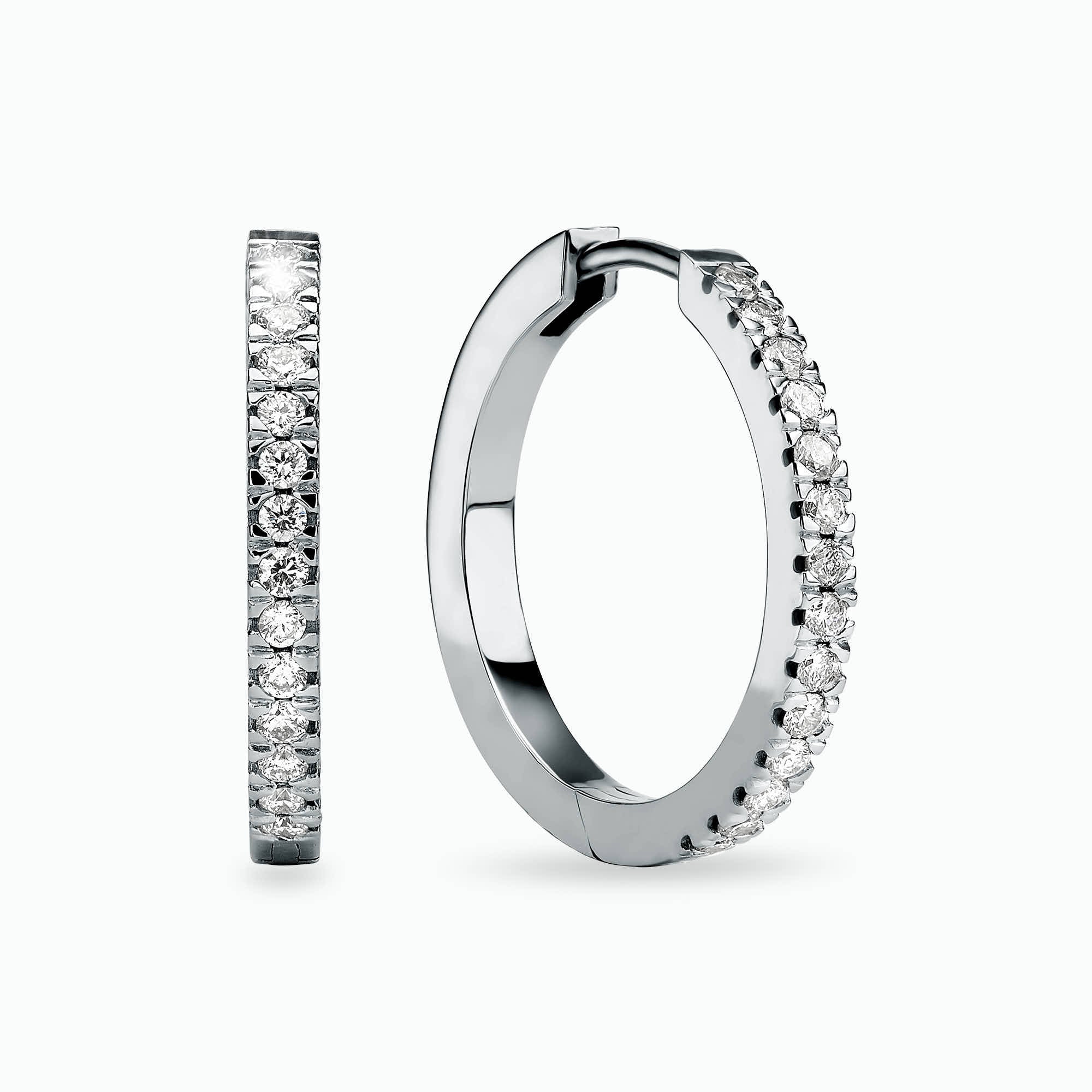 0.36Ct. Diamond Hoop Earrings mounted in 14K White Gold