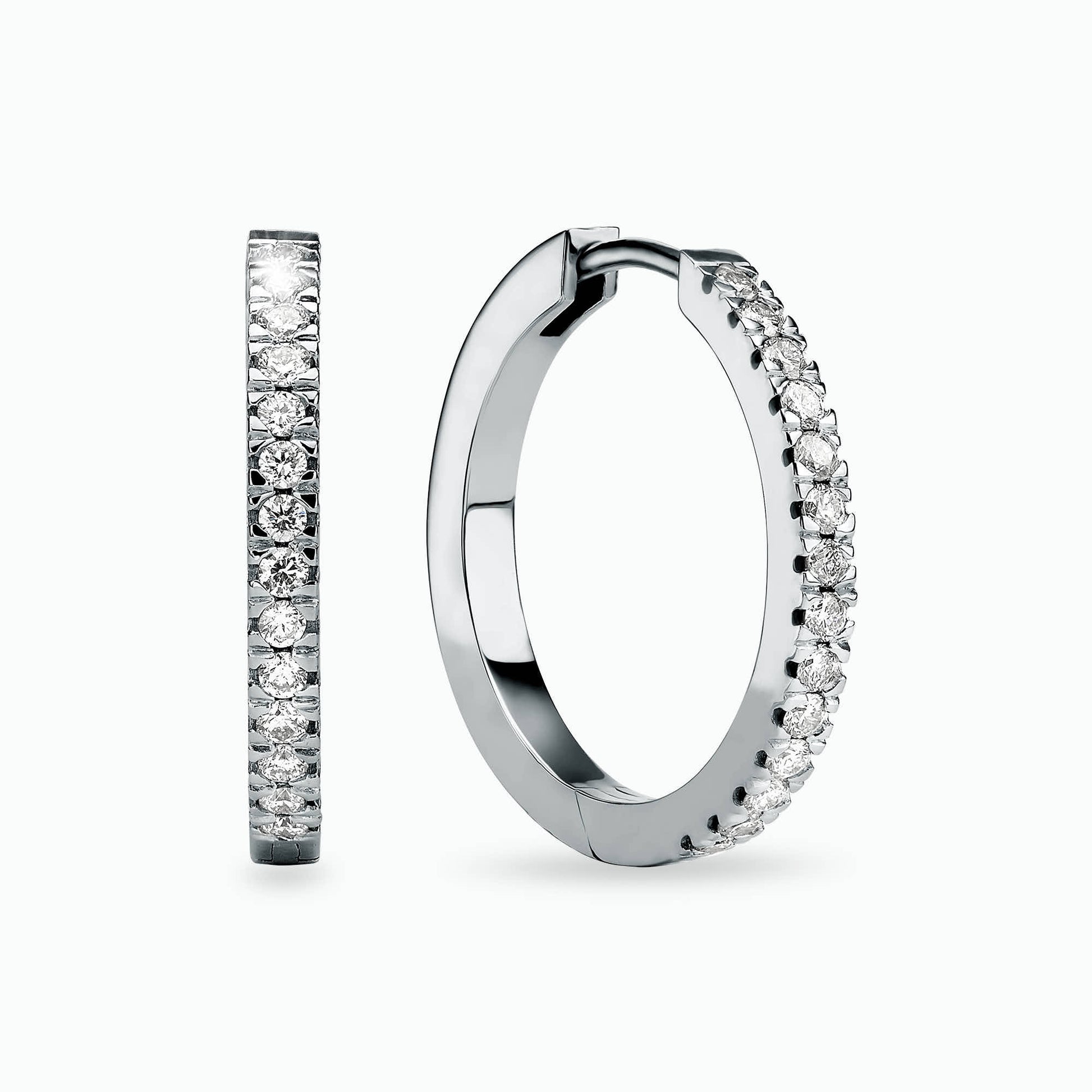 0.36Ct. Diamond Hoop Earrings mounted in 14K White Gold