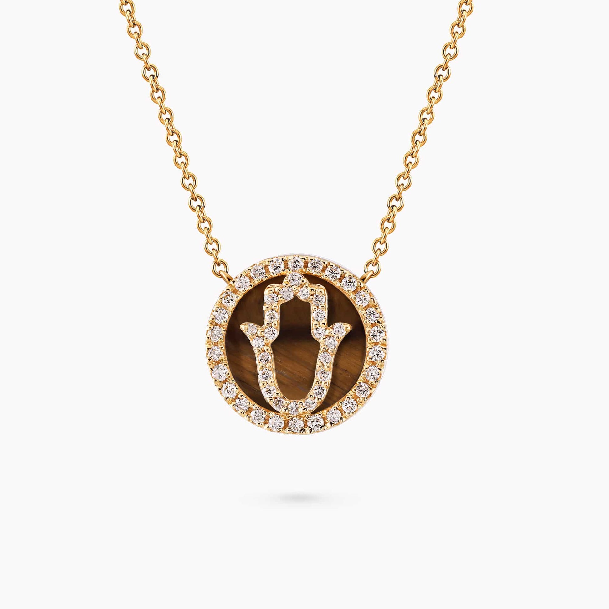 14K Yellow Gold “Hamsa” Pendant with 0.35Ct. Diamonds setting