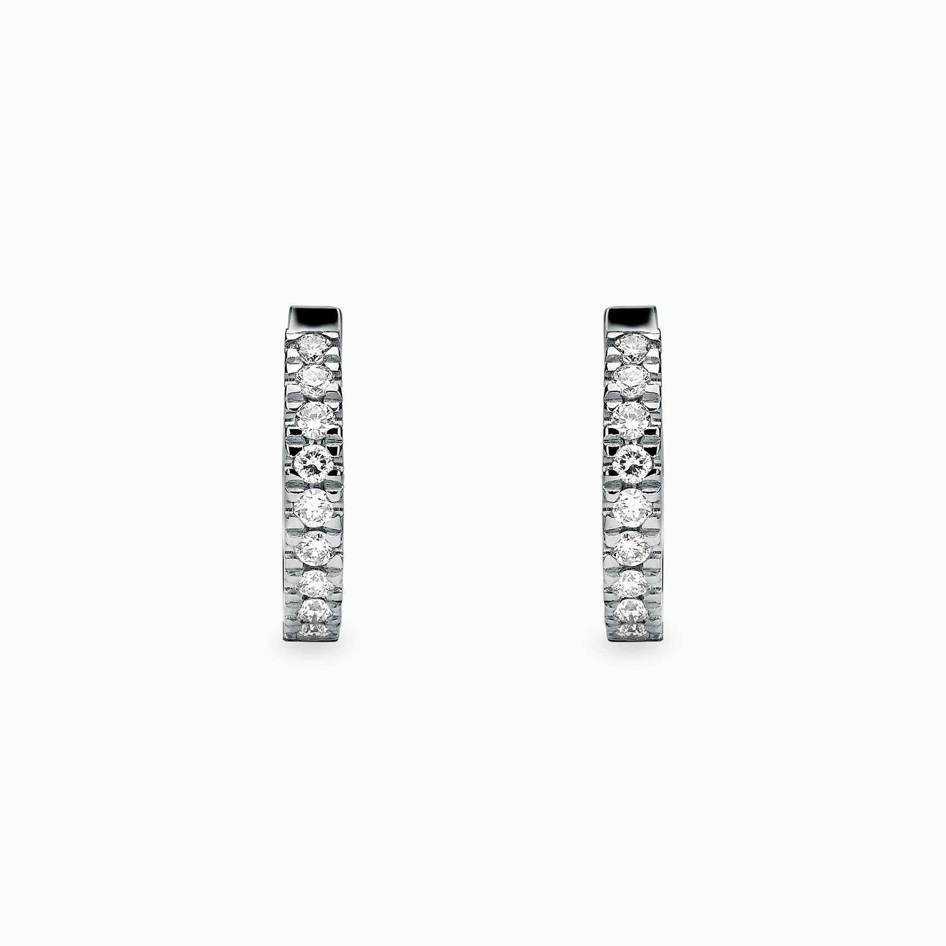 0.23Ct. Diamond Hoop Earrings mounted in 14K White Gold