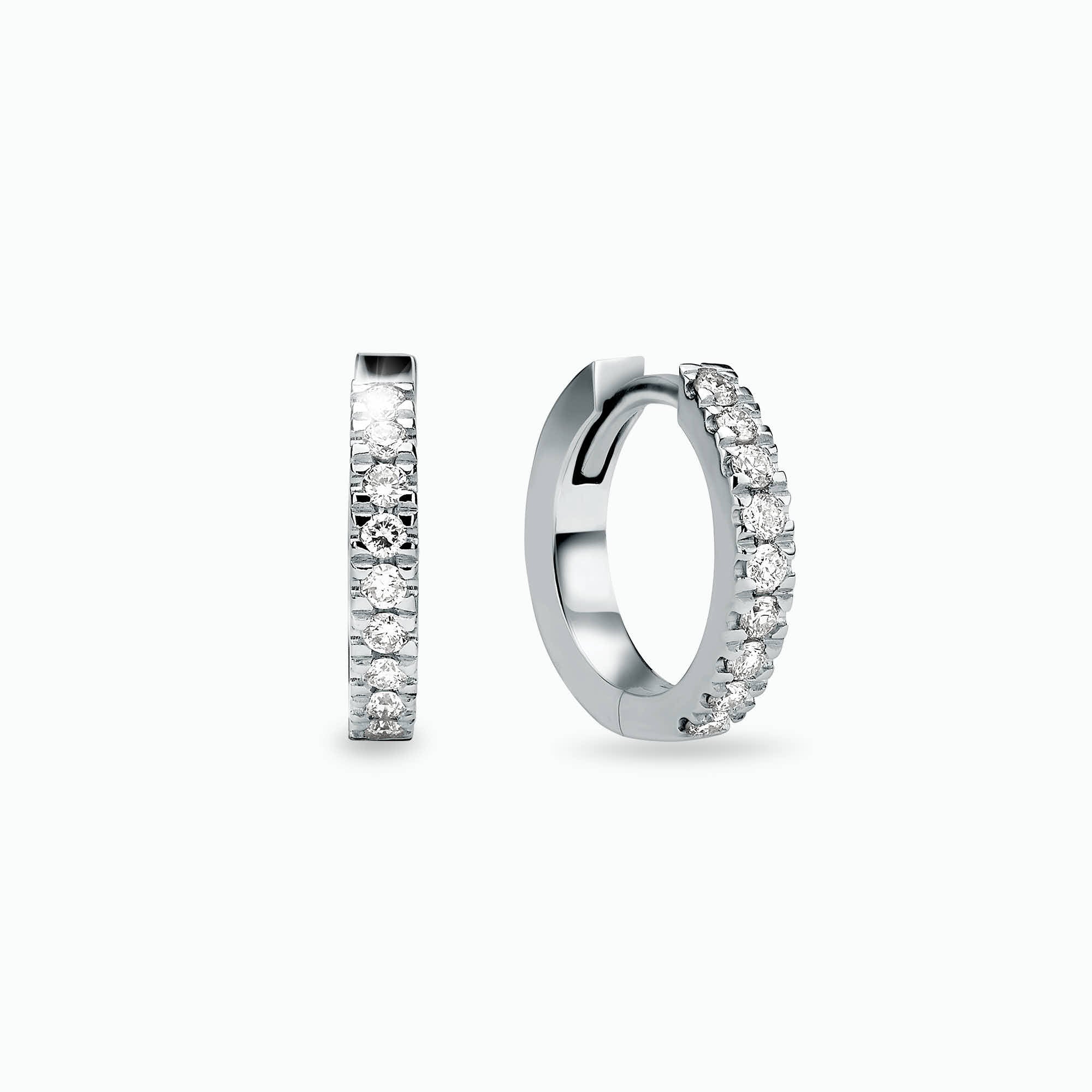 0.23Ct. Diamond Hoop Earrings mounted in 14K White Gold