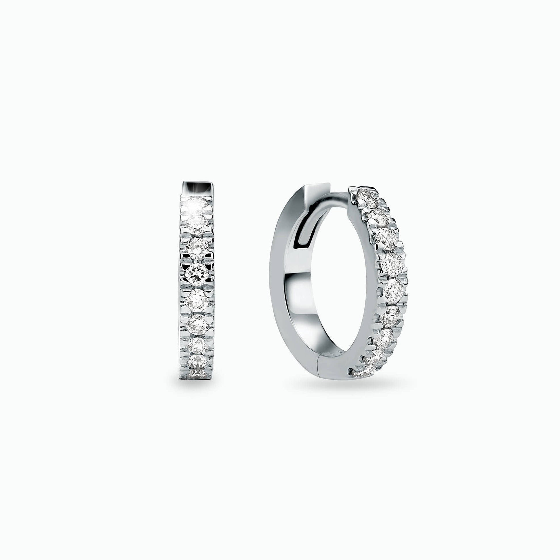 0.23Ct. Diamond Hoop Earrings mounted in 14K White Gold
