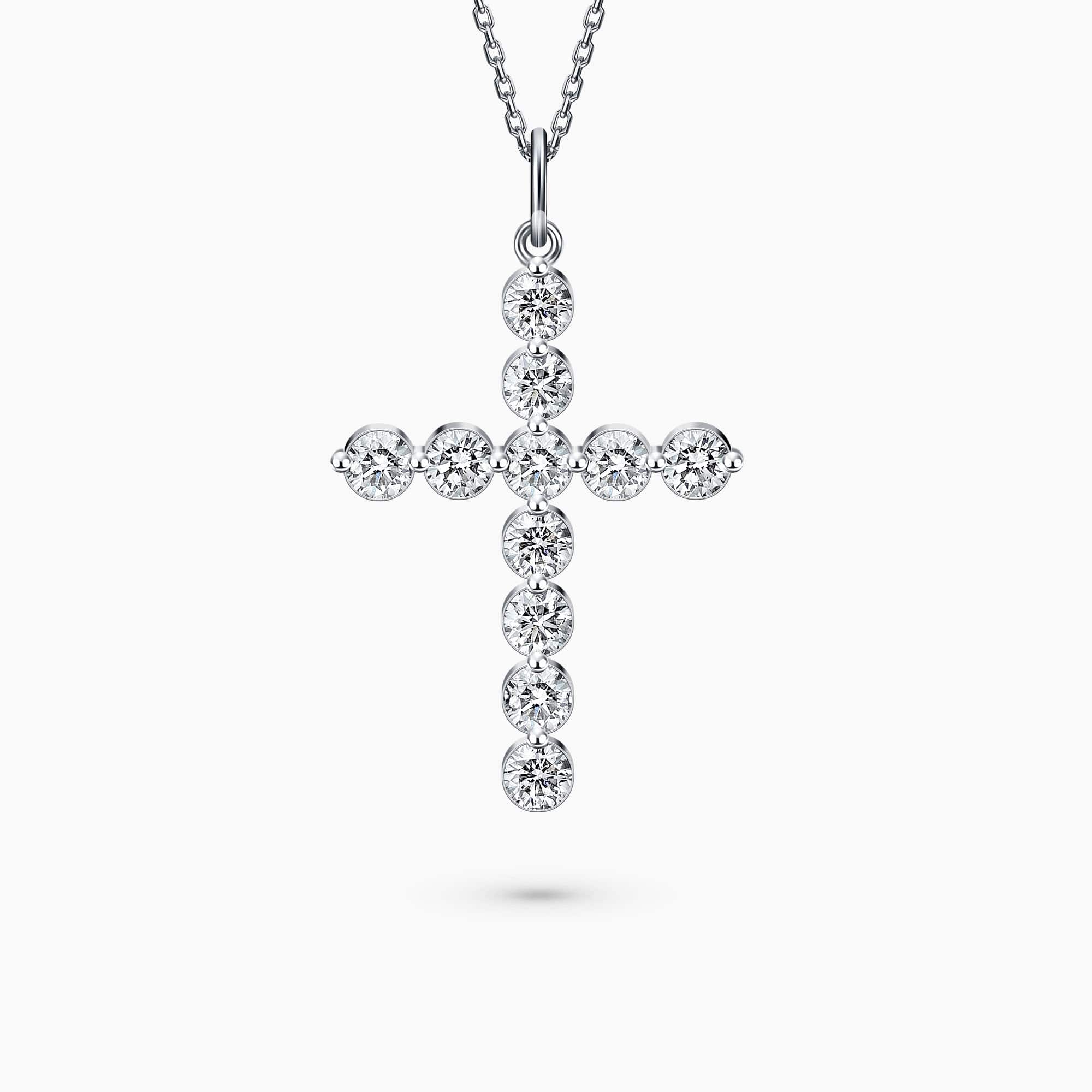 14K White Gold Cross Pendant, with 1.17Ct. Diamonds set. (ID 277119 )