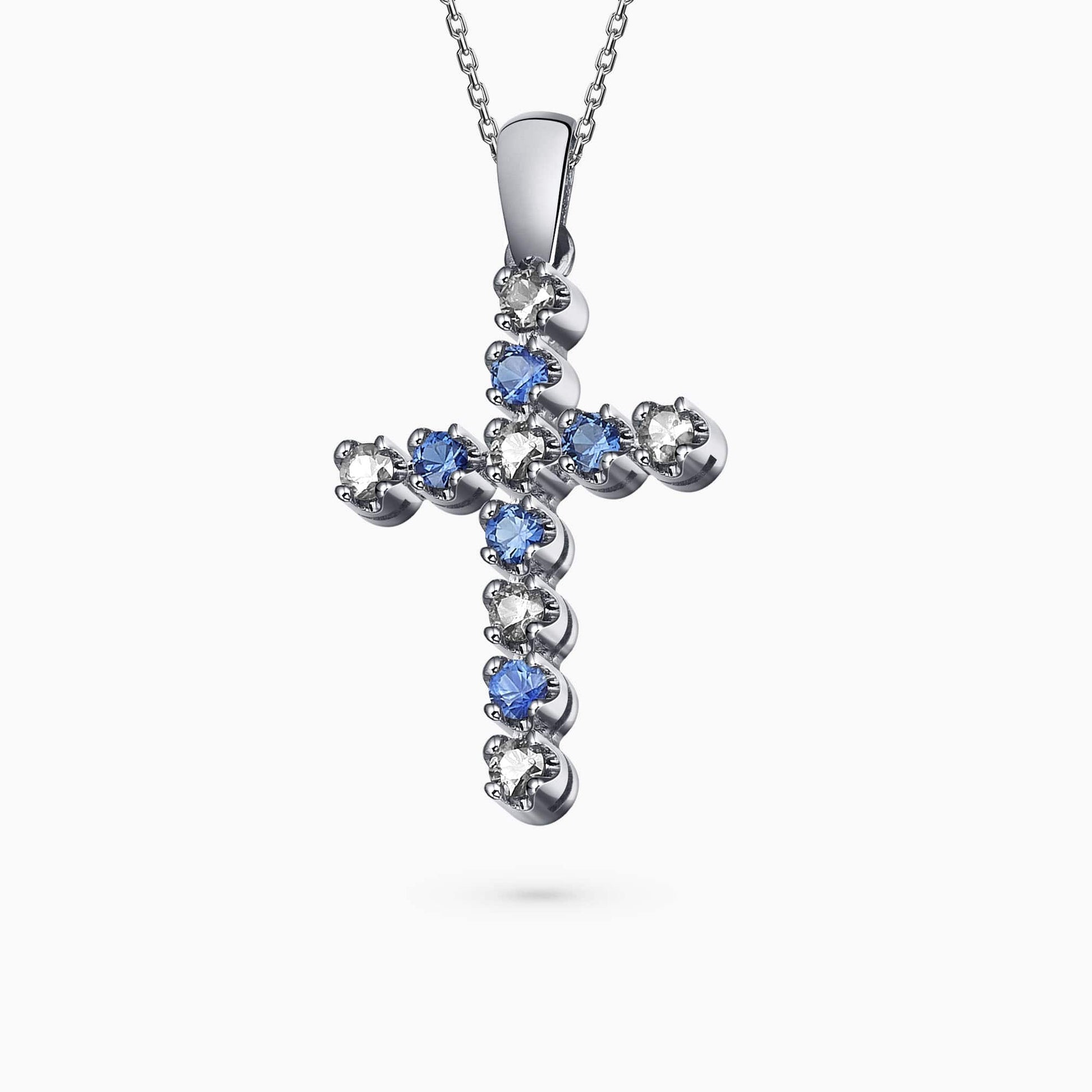Diamond and Sapphire Cross Pendant