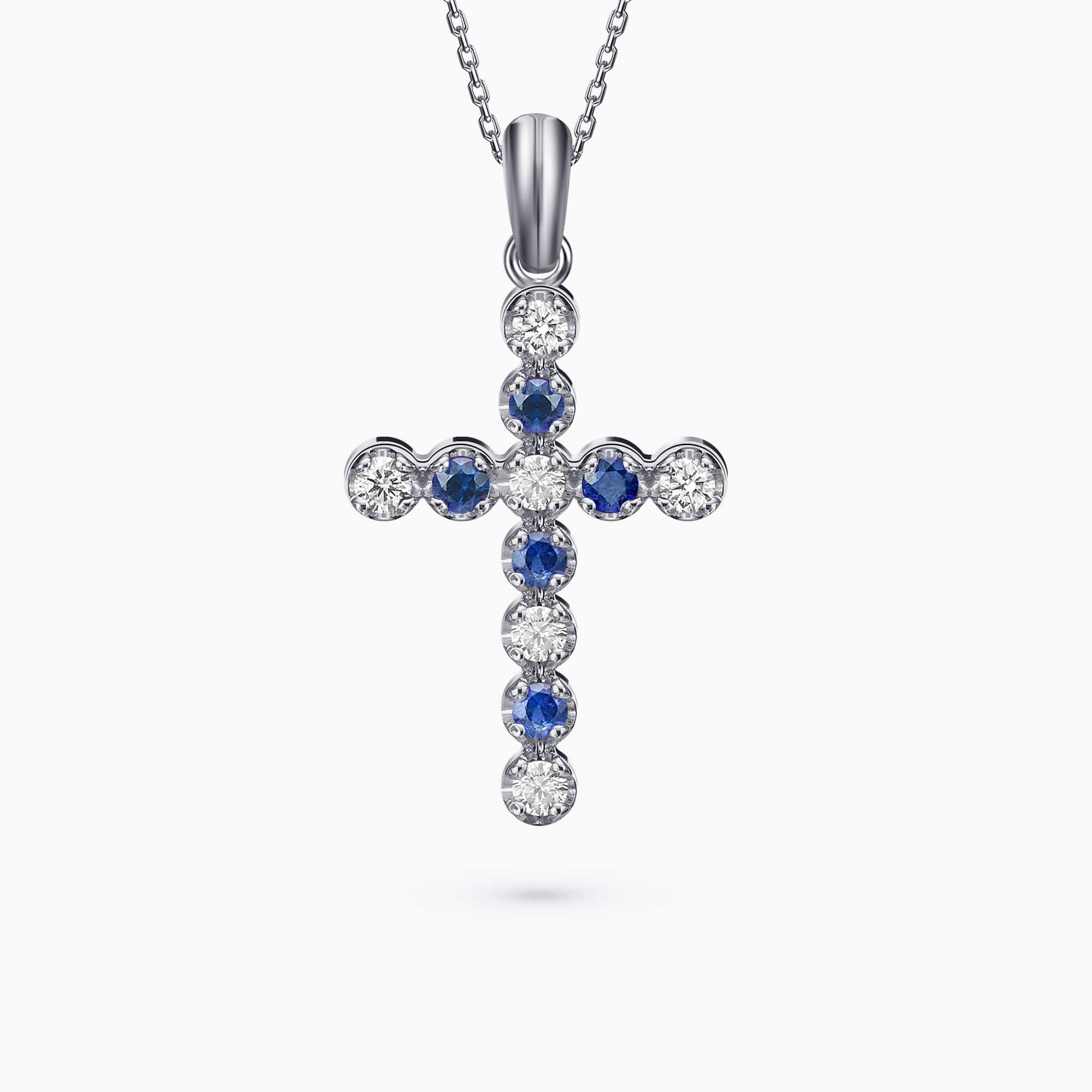 Diamond and Sapphire Cross Pendant