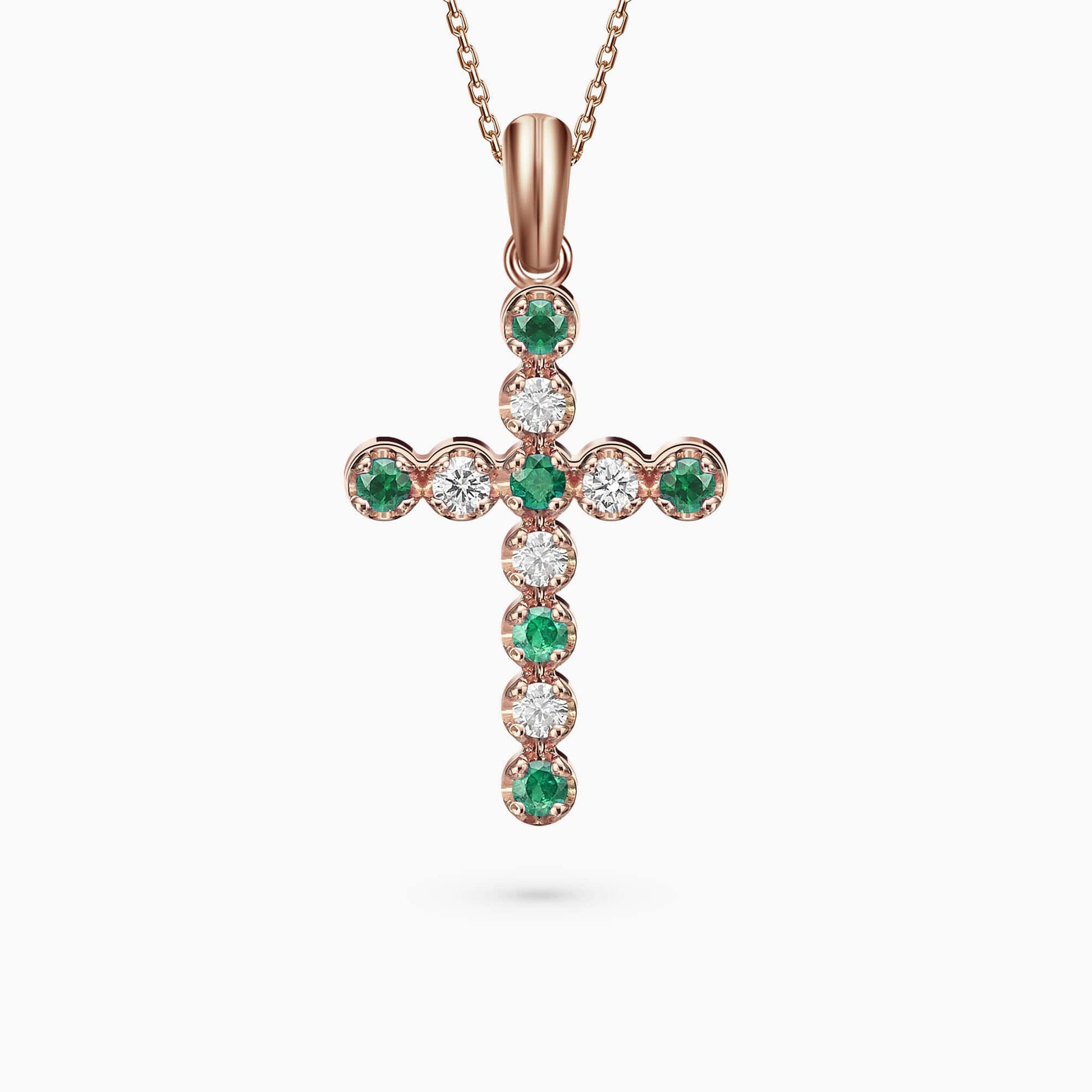 Diamond and Emerald Cross Pendant