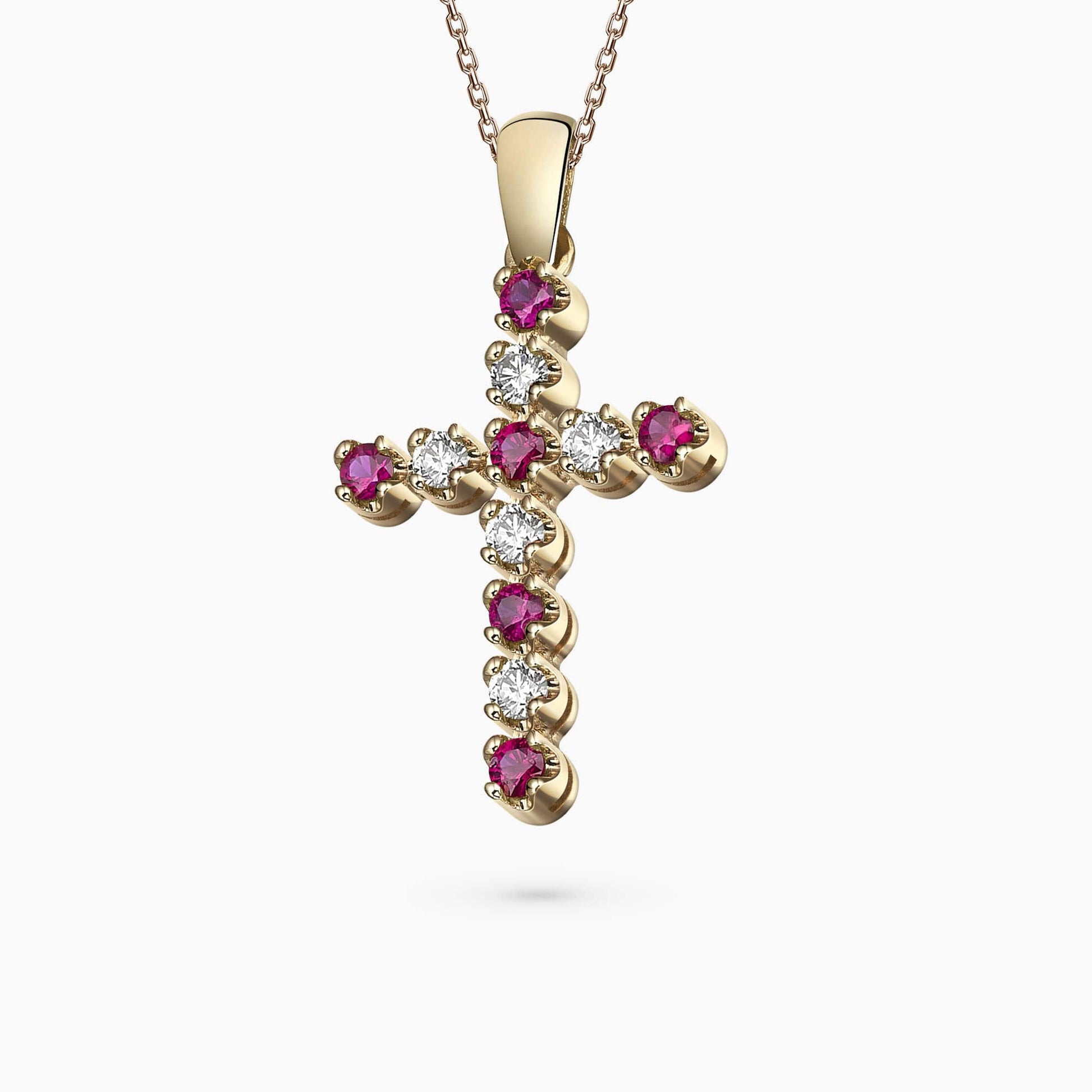 Diamond and Ruby Cross Pendant