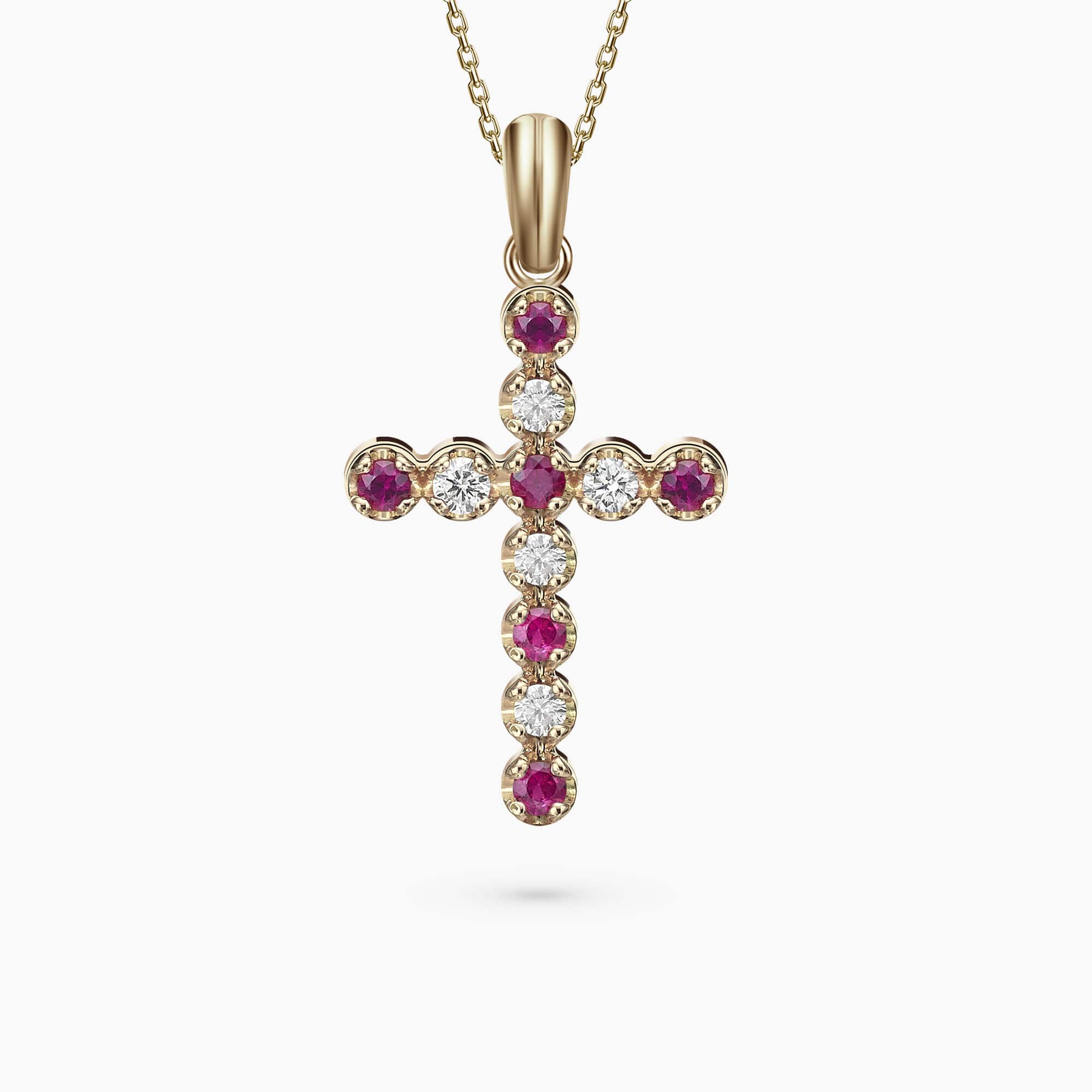 Diamond and Ruby Cross Pendant