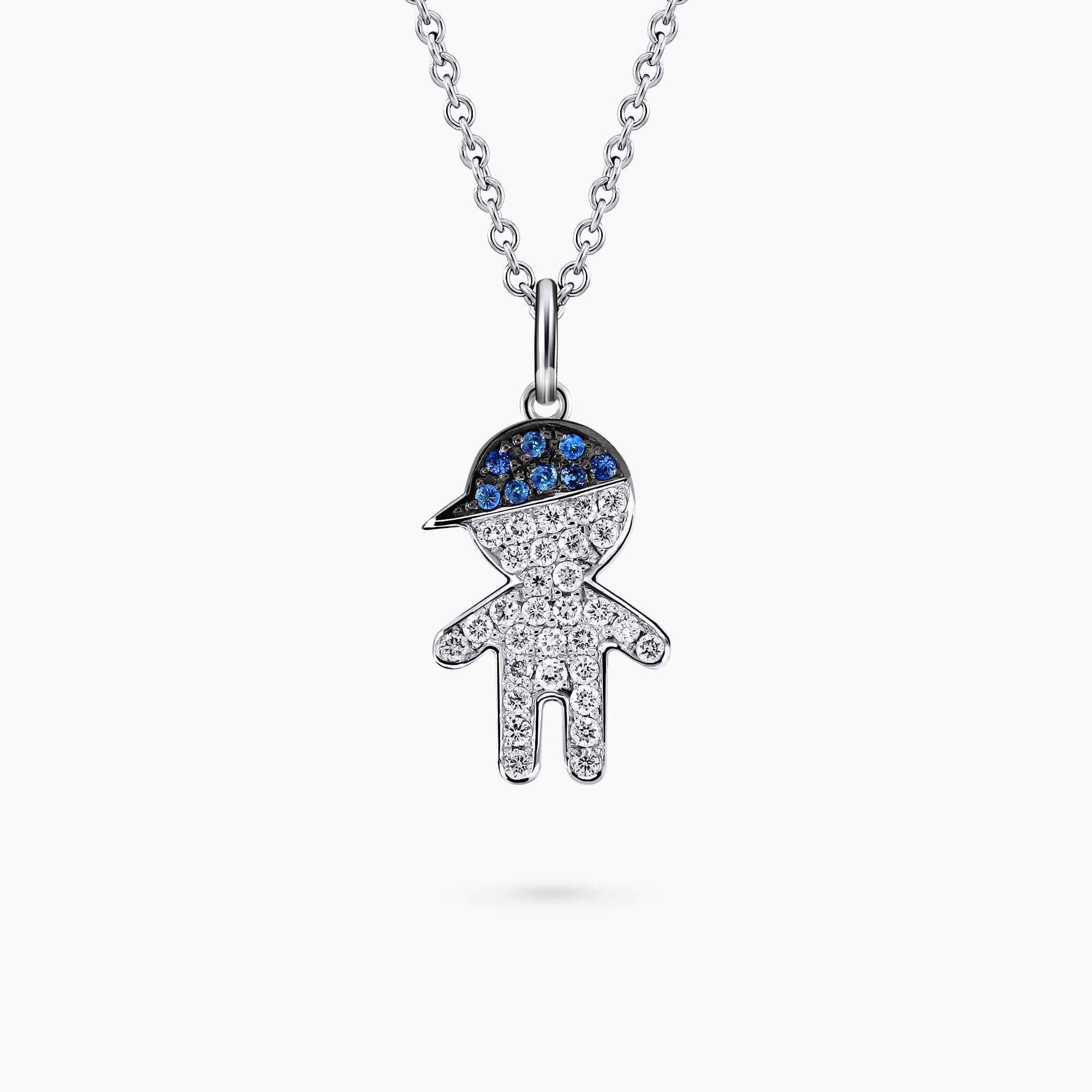 Boy Figure Diamond and Gem Stone Pendant