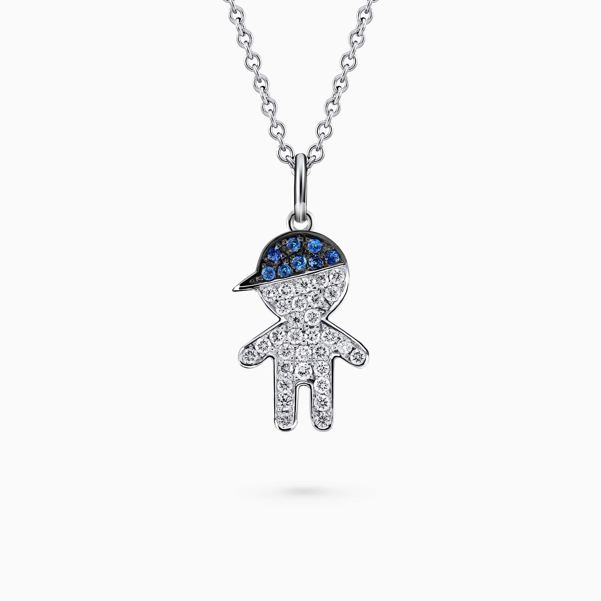 Boy Figure Diamond and Gem Stone Pendant