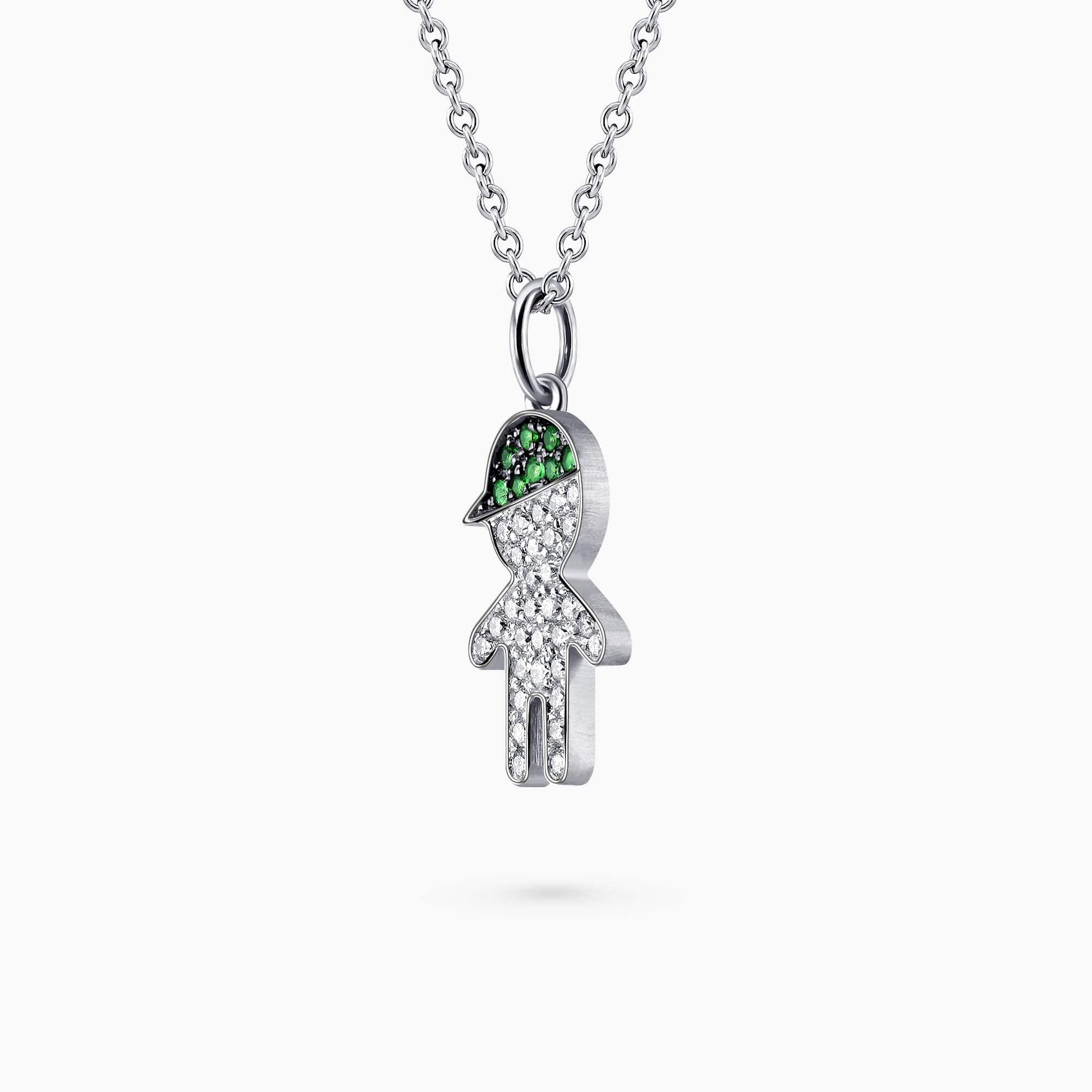 Boy Figure Diamond and Gem Stone Pendant