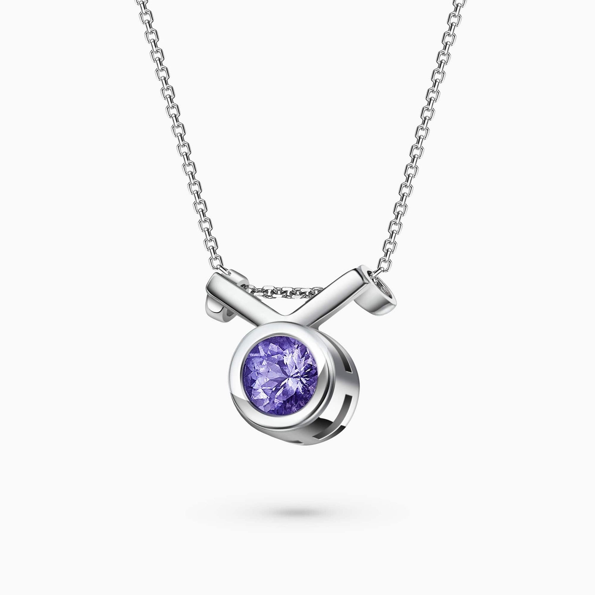 0.50Ct. Tanzanite Gemstone mounted in a 14K White Gold Pendant