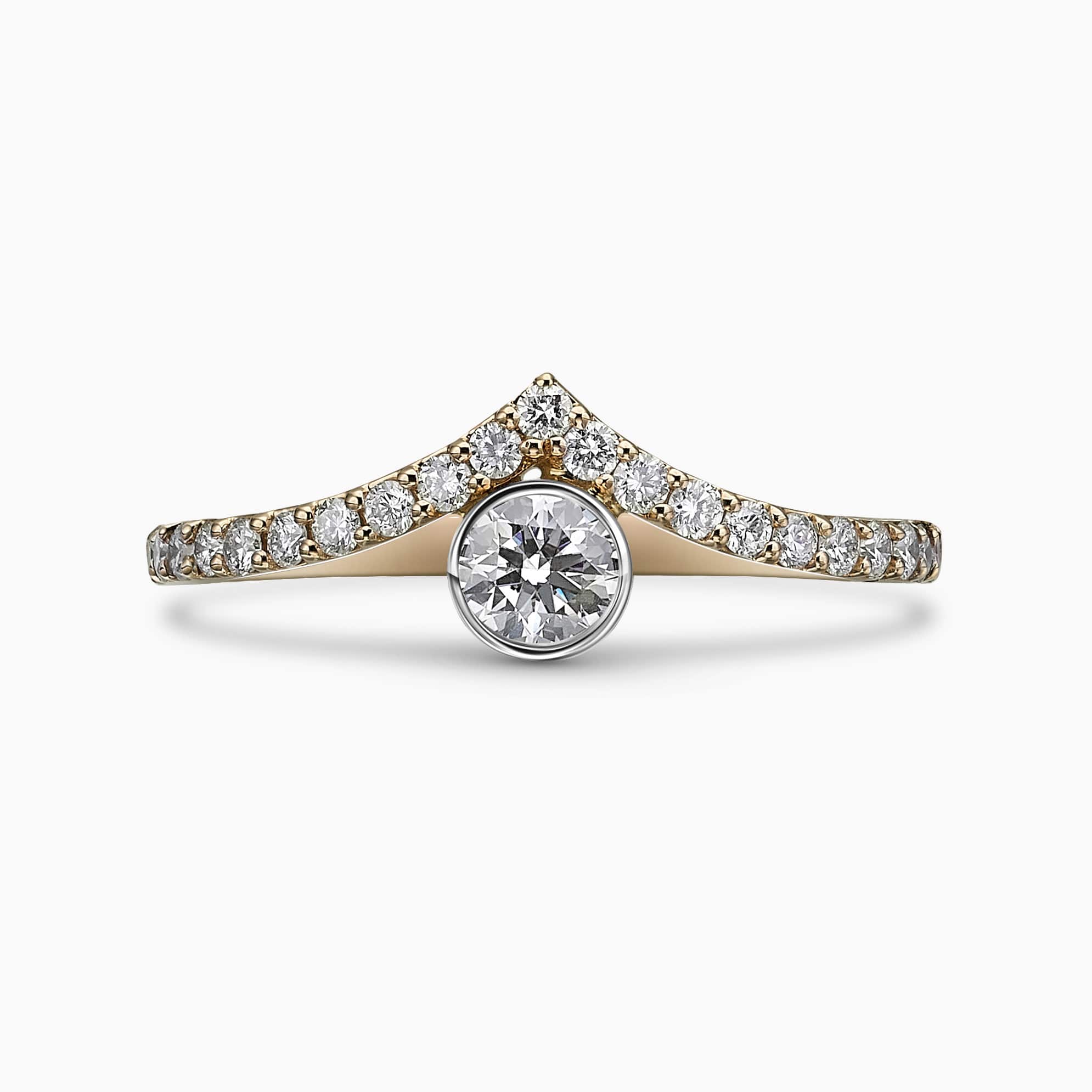 A ring, 14K gold, set with a center round cut diamond