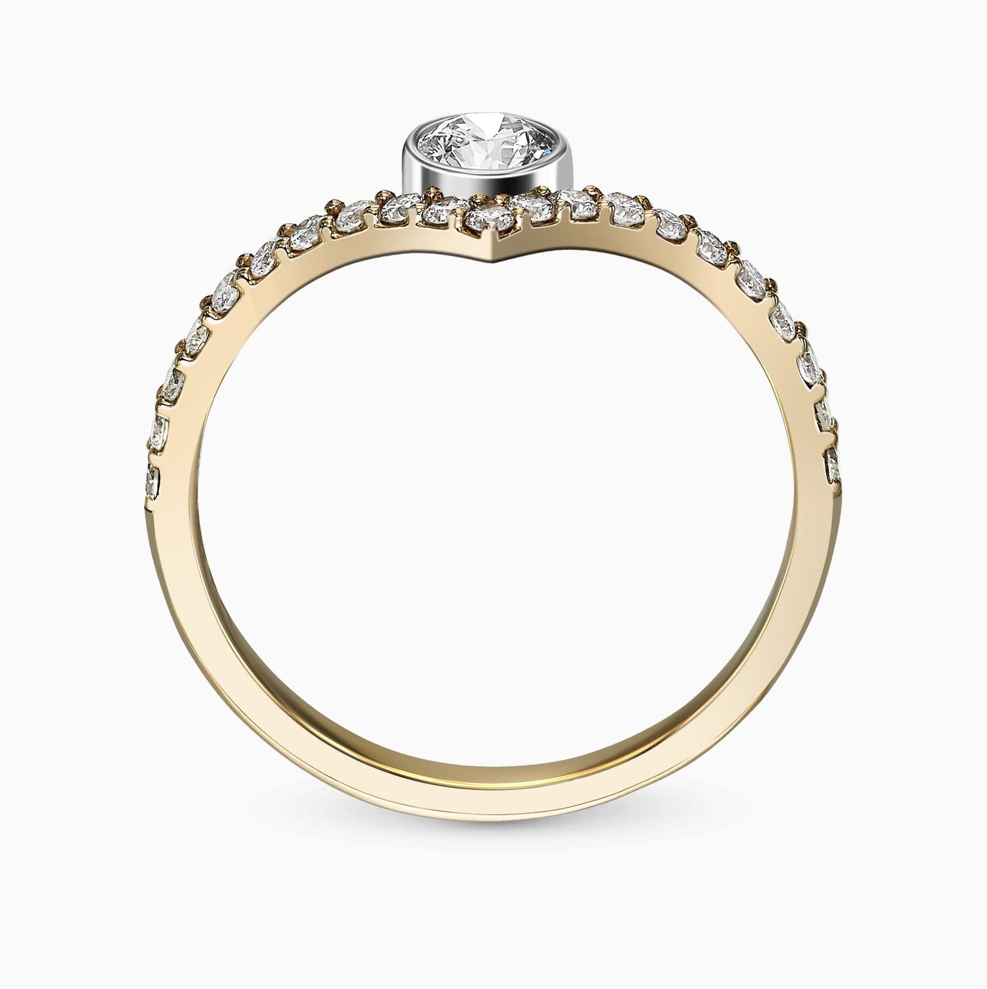 A ring, 14K gold, set with a center round cut diamond