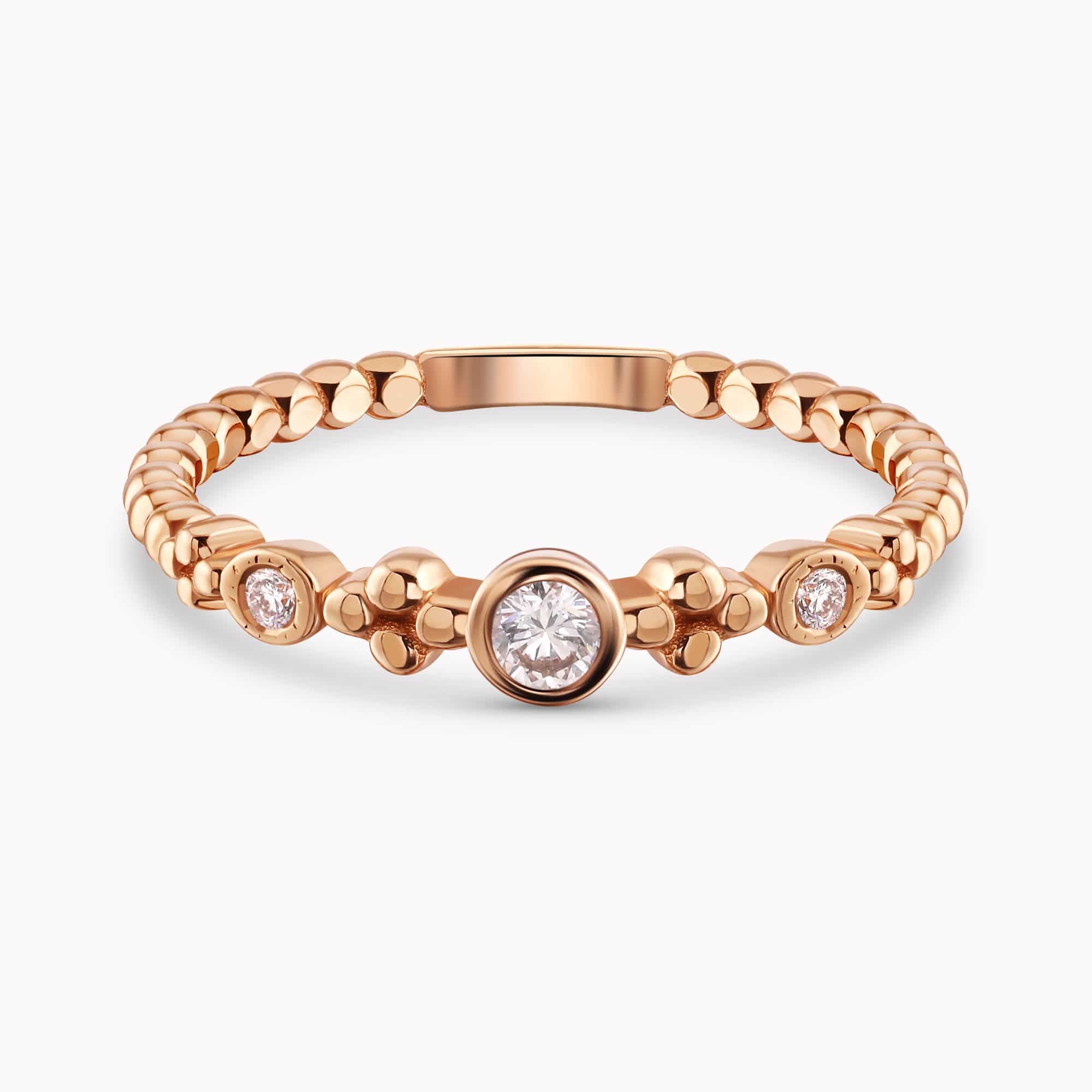 0.10Ct. Diamonds mounted in a 14K Rose Gold Ring