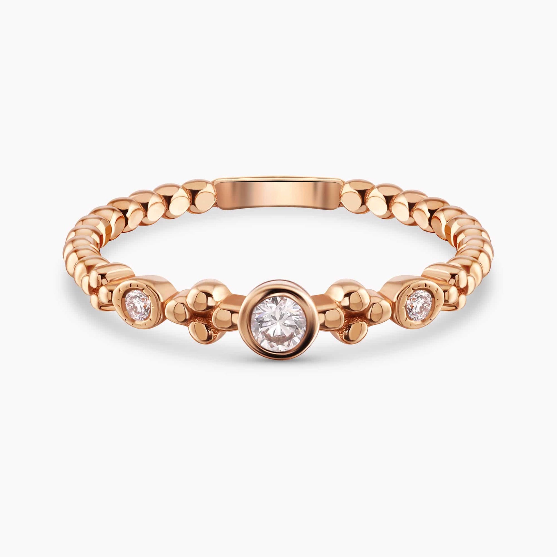 0.10Ct. Diamonds mounted in a 14K Rose Gold Ring