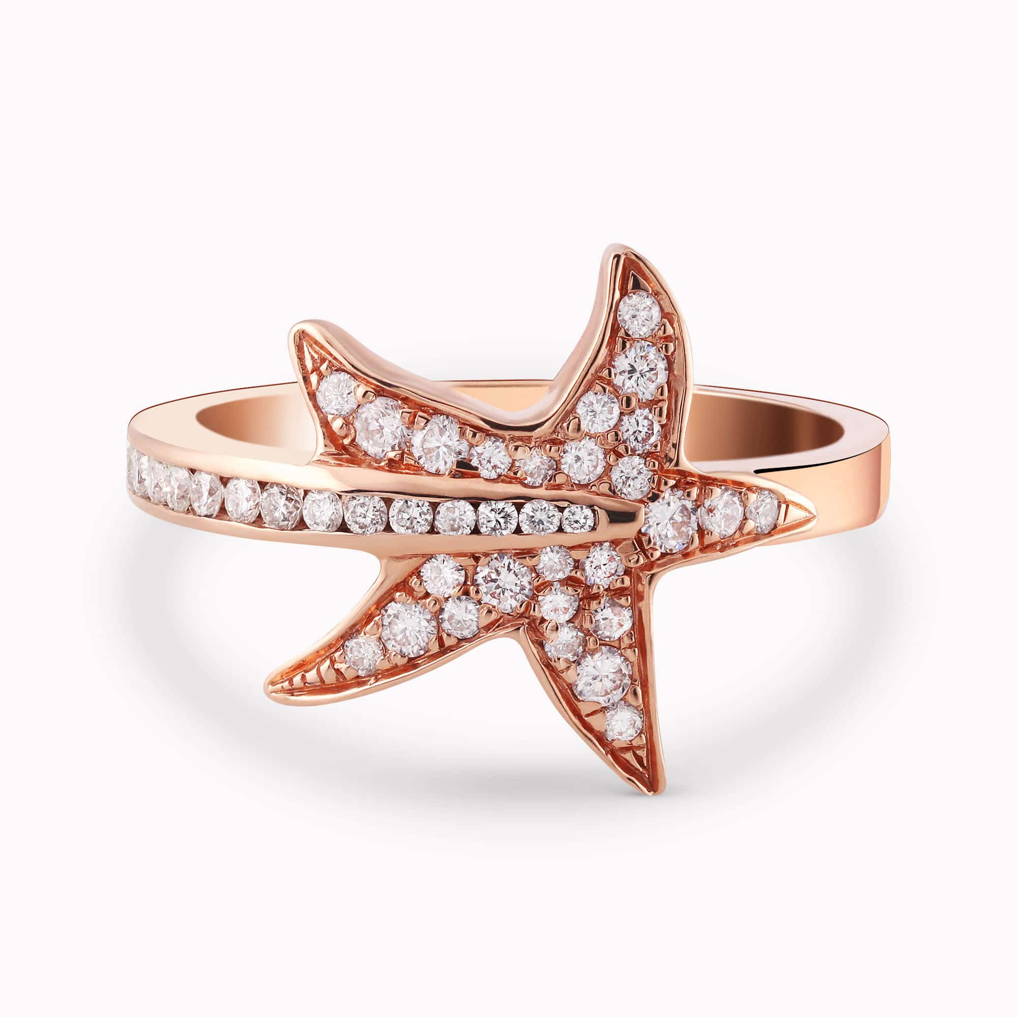 0.34Ct. Diamonds mounted in a 14K Rose Gold Star designed Ring