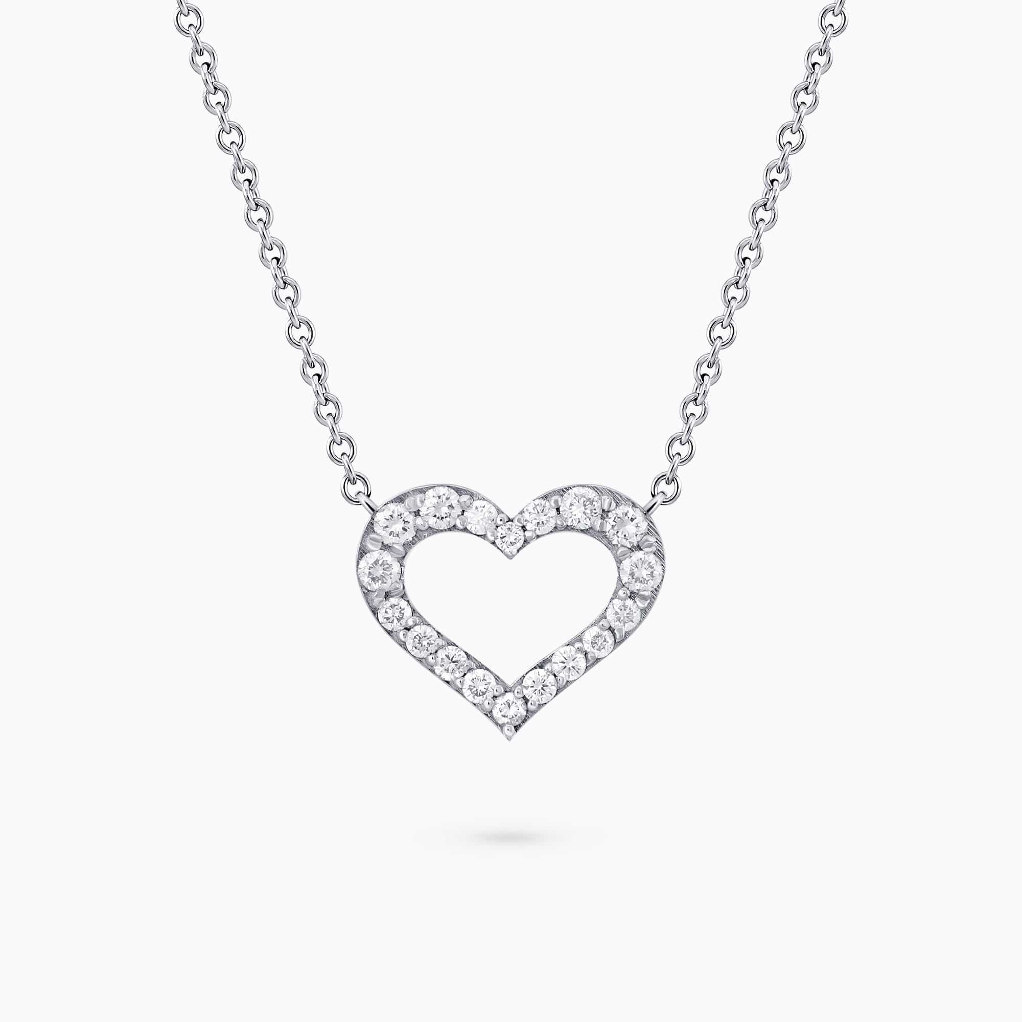0.44Ct. Diamonds mounted in 14K White Gold Heart Design Pendant