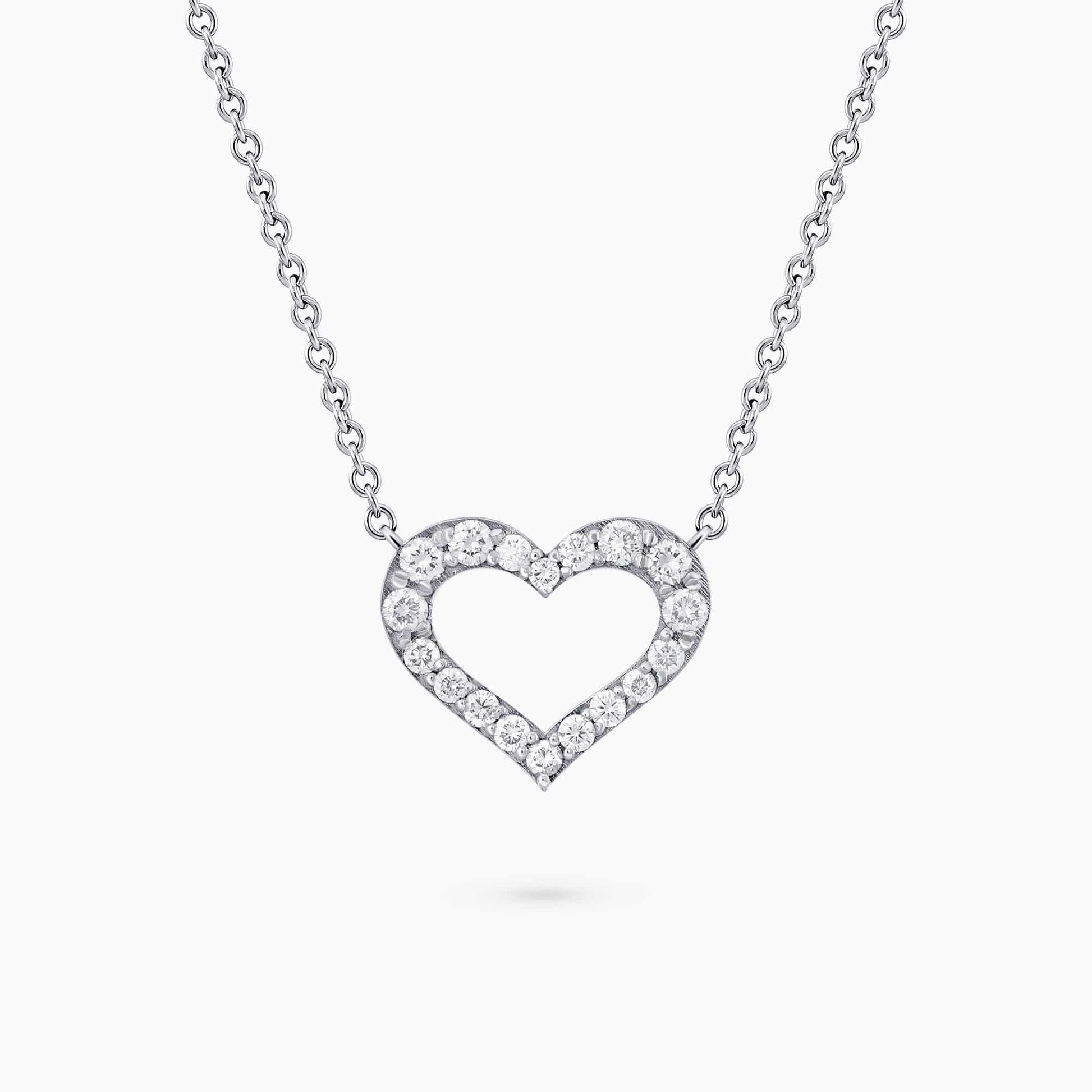 0.44Ct. Diamonds mounted in 14K White Gold Heart Design Pendant